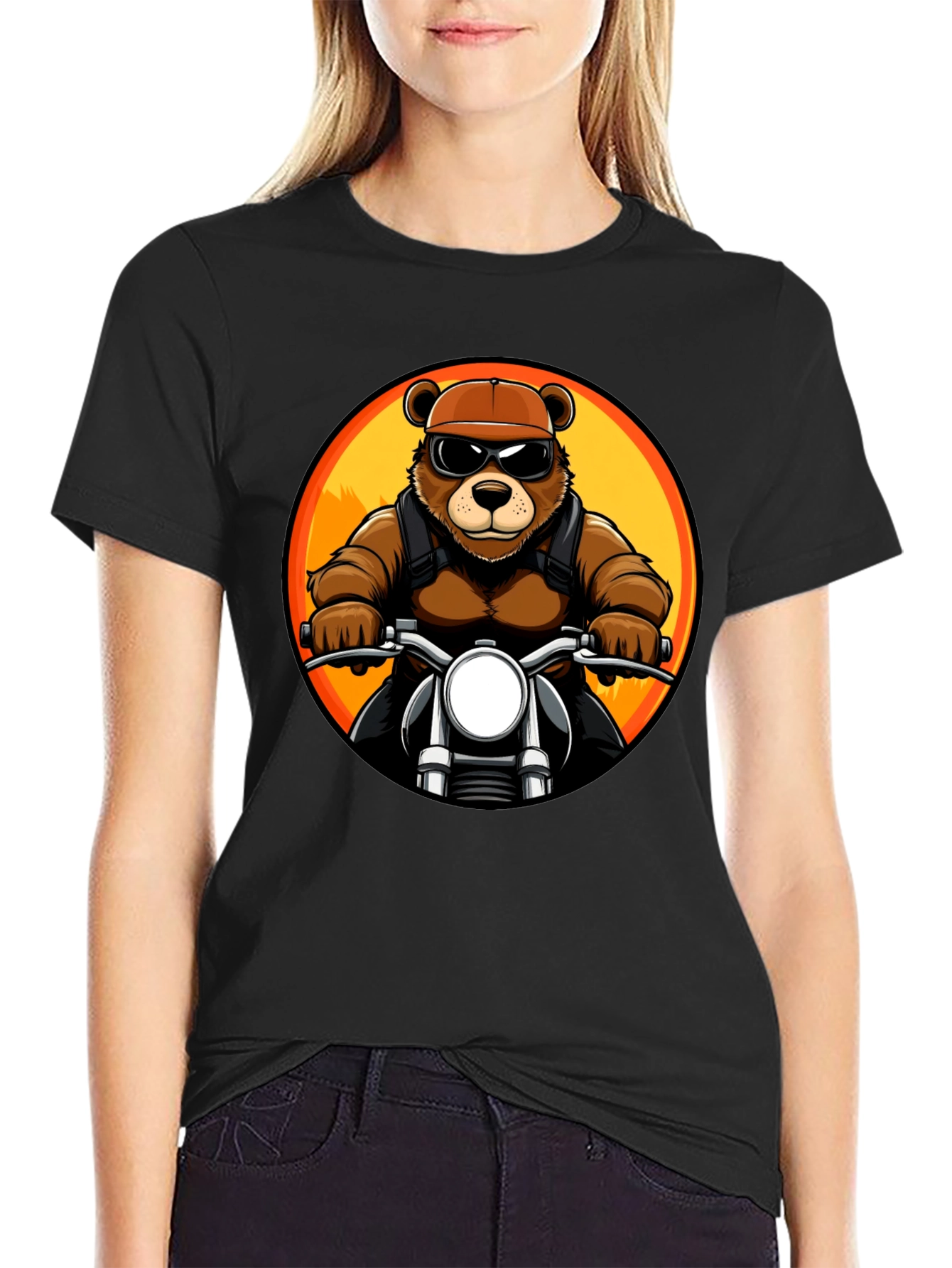 Cool Bear Biker T-Shirt - Black