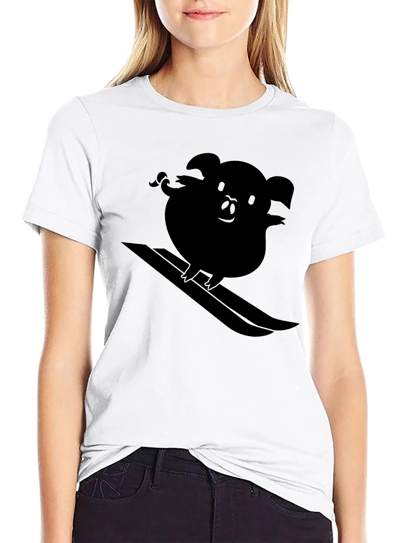 Cool Pig Surfing Graphic Tee - Black