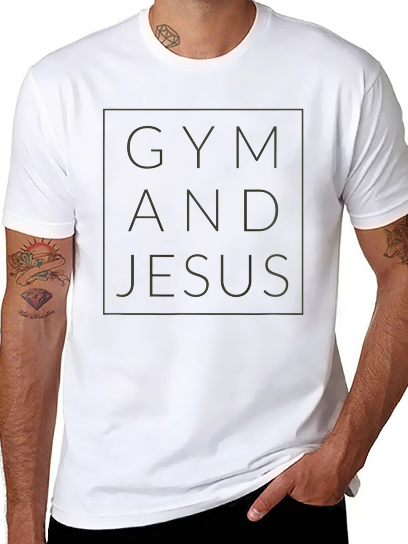 Gym and Jesus Graphic Tee - Black Cotton T-Shirt