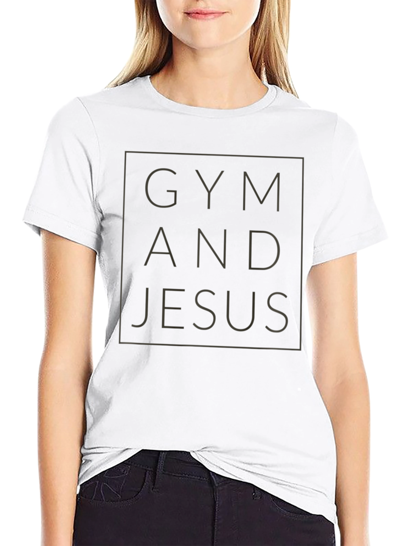 Gym and Jesus Graphic Tee - Black Cotton T-Shirt