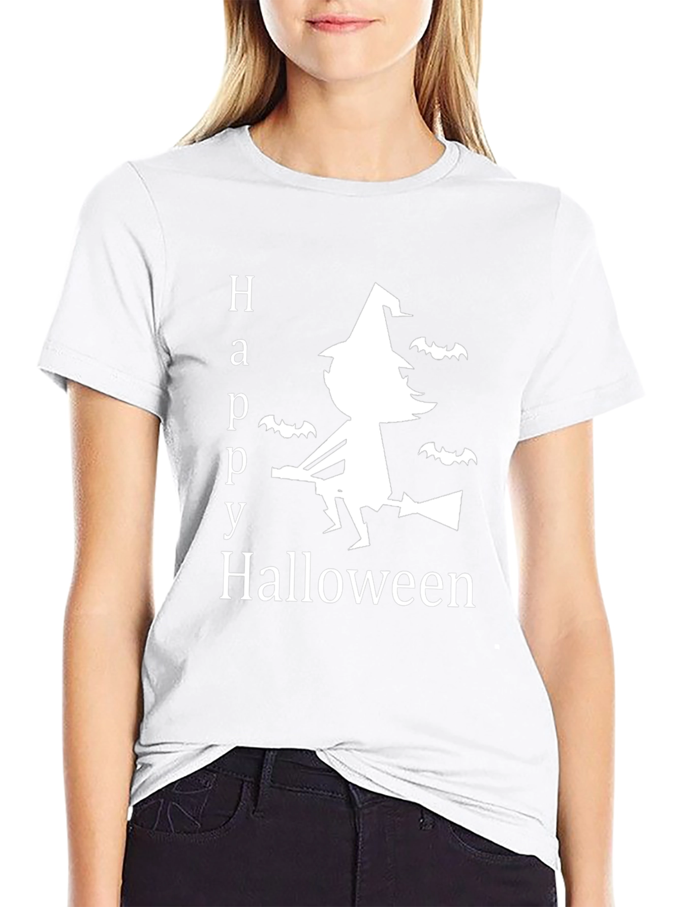 Happy Halloween T-Shirt Witch & Bats
