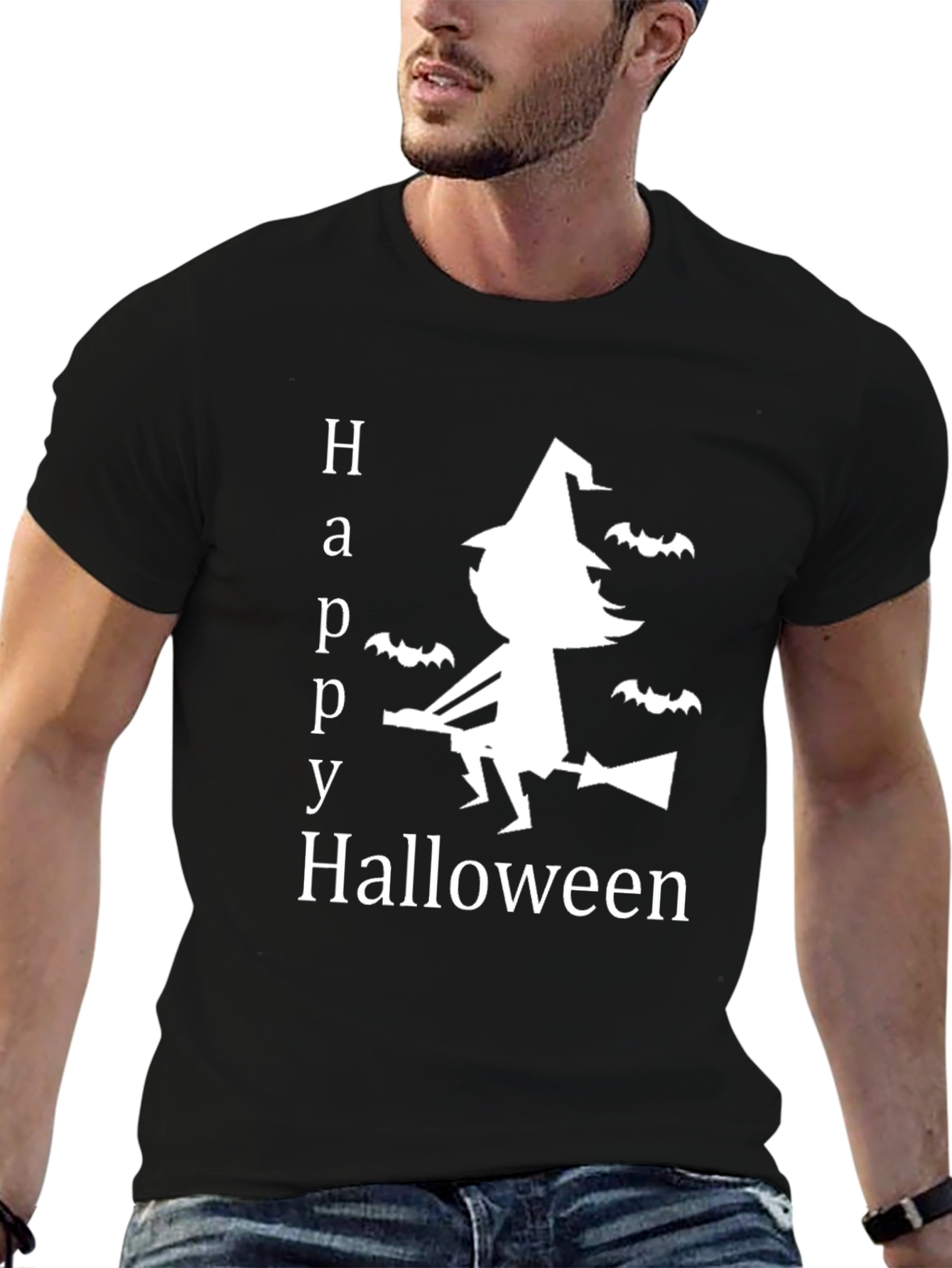 Happy Halloween T-Shirt Witch & Bats