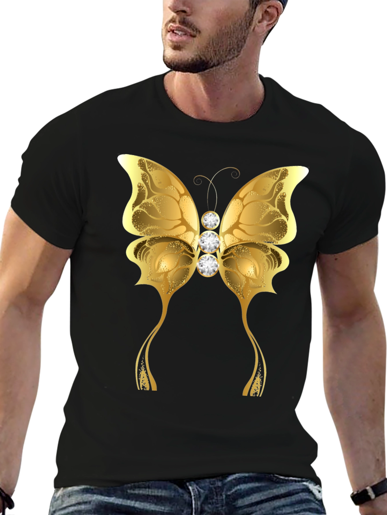 Golden Butterfly Graphic T-Shirt - Unisex