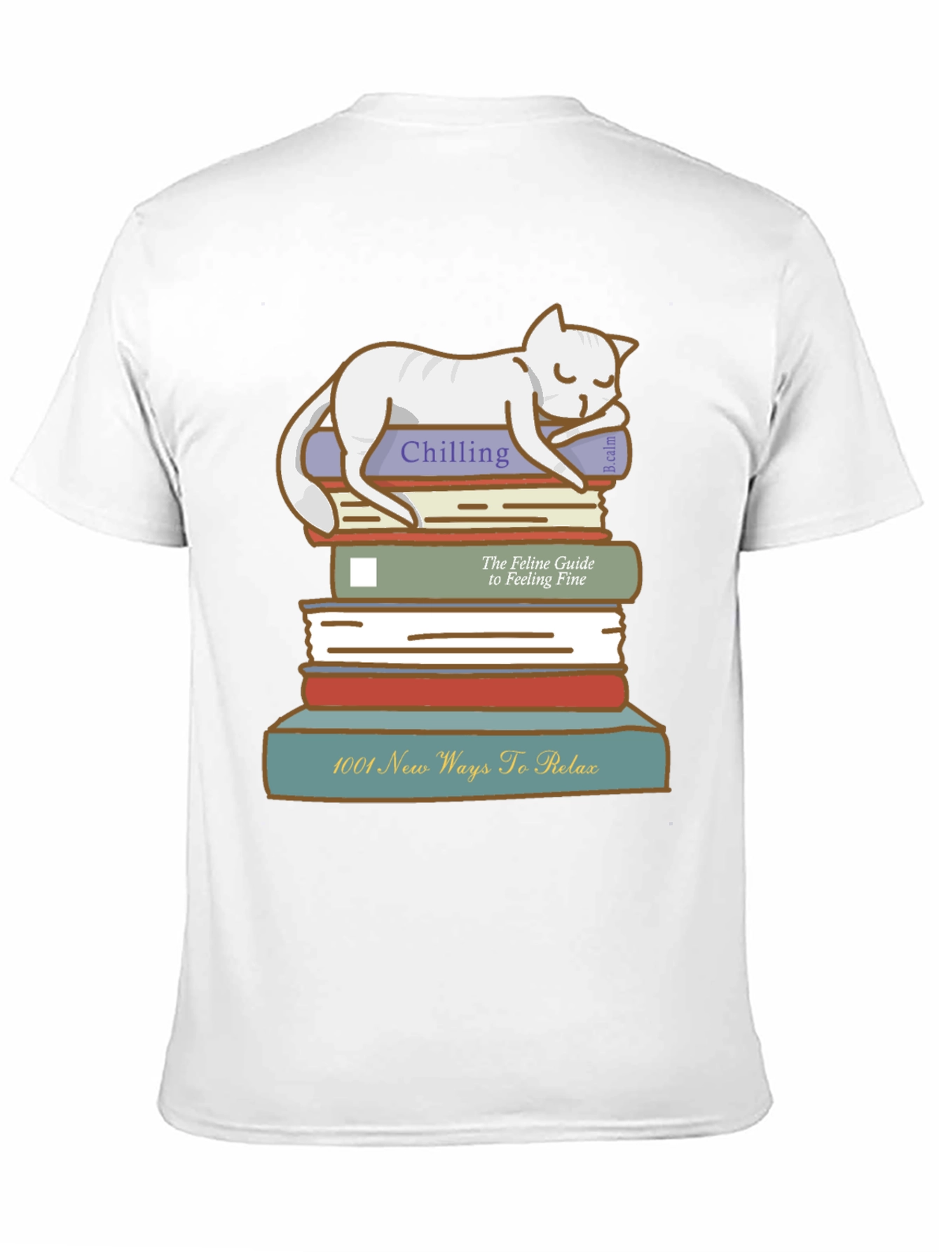 Relaxing Cat on Books T-Shirt