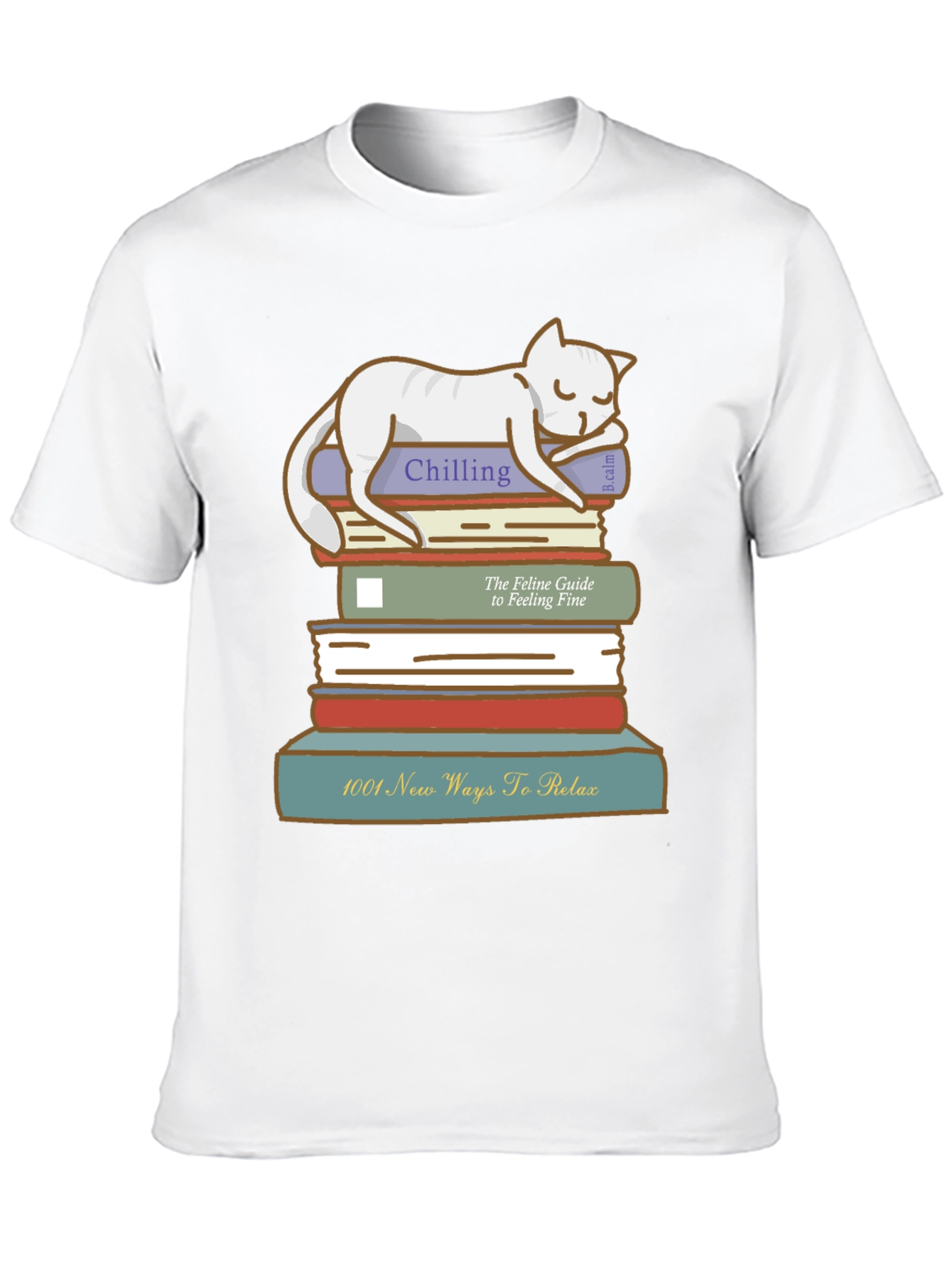 Relaxing Cat on Books T-Shirt