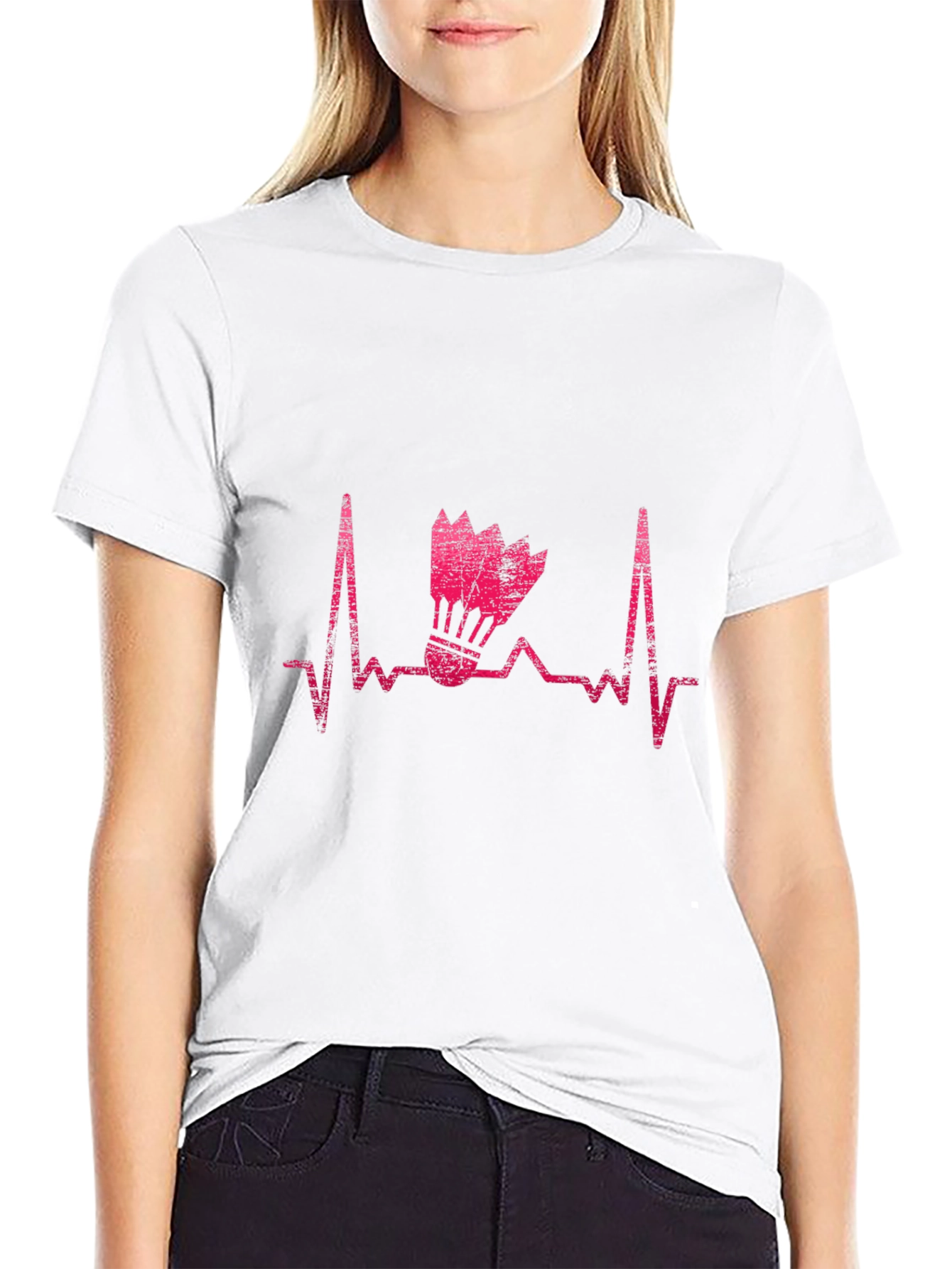 Badminton Heartbeat T-Shirt - Black