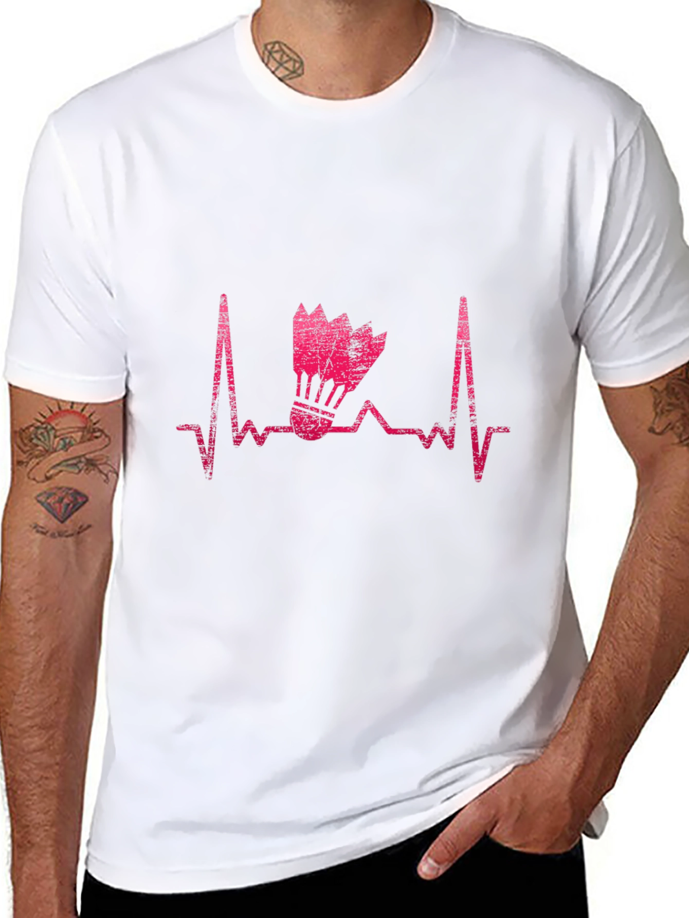 Badminton Heartbeat T-Shirt - Black