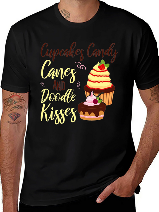 Cupcakes Candy Canes Doodle Kisses Graphic Tee