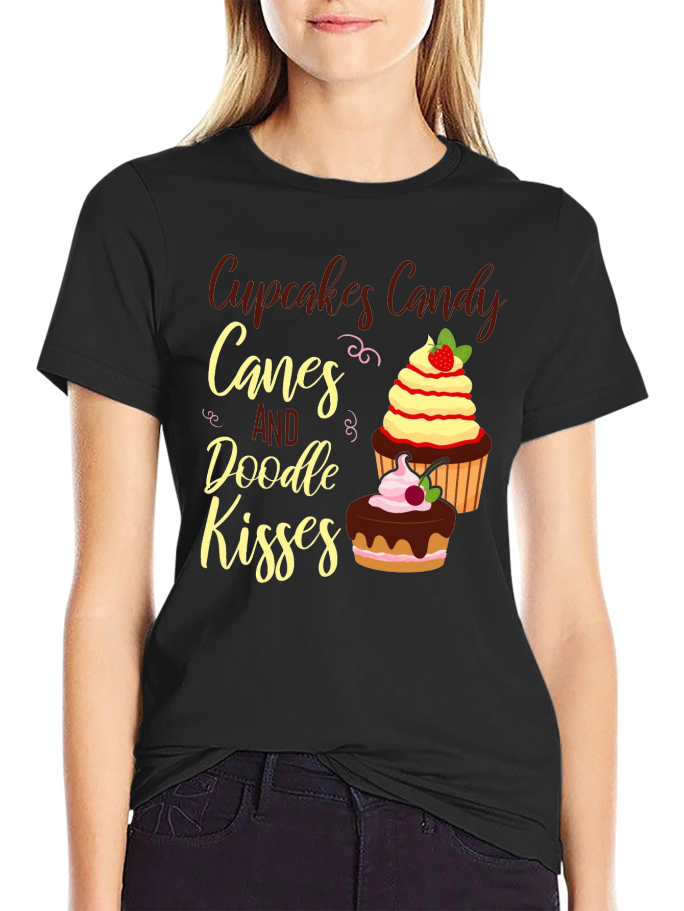 Cupcakes Candy Canes Doodle Kisses Graphic Tee