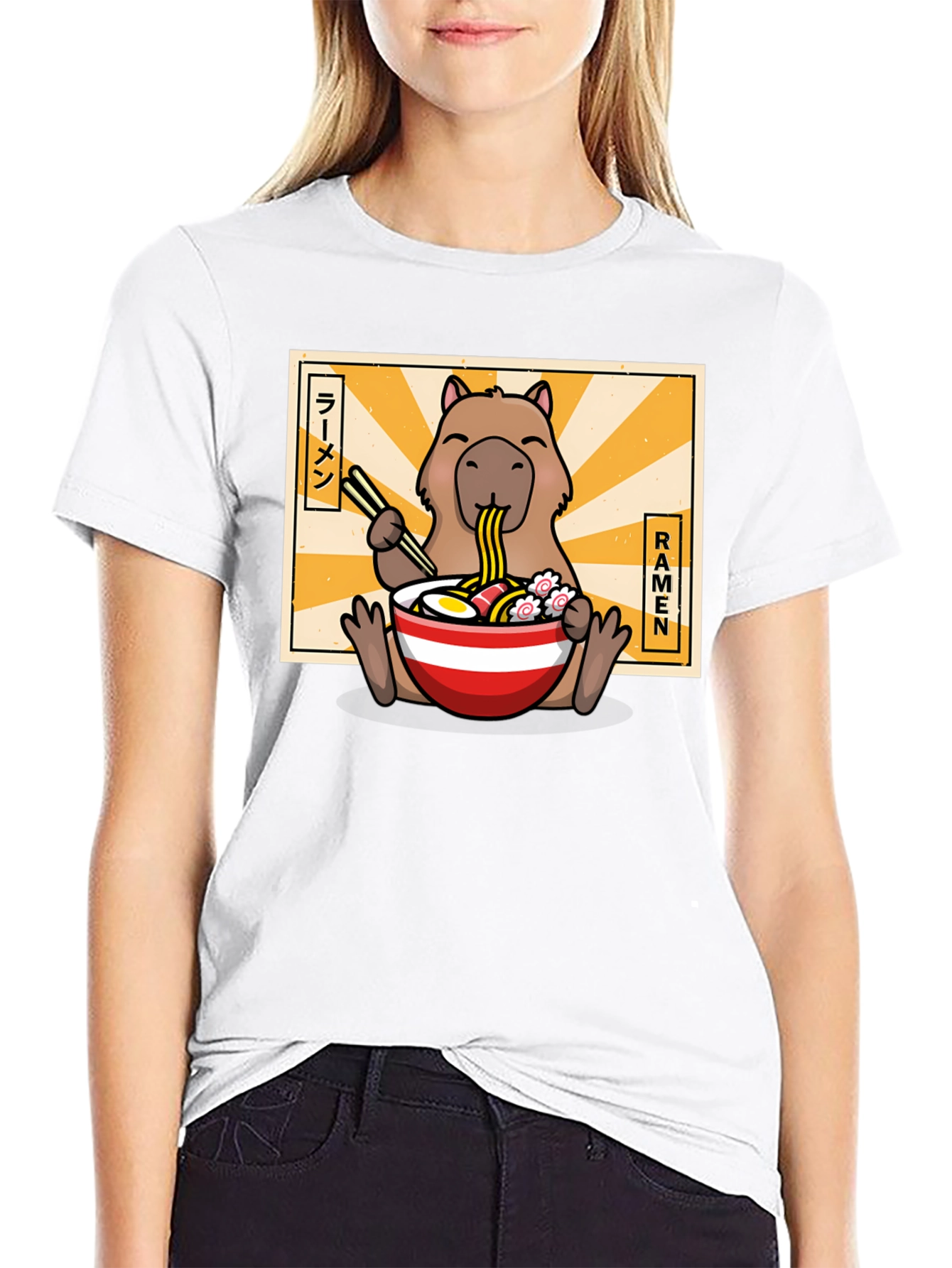 Capybara Ramen T-Shirt - Cute Anime Graphic Tee