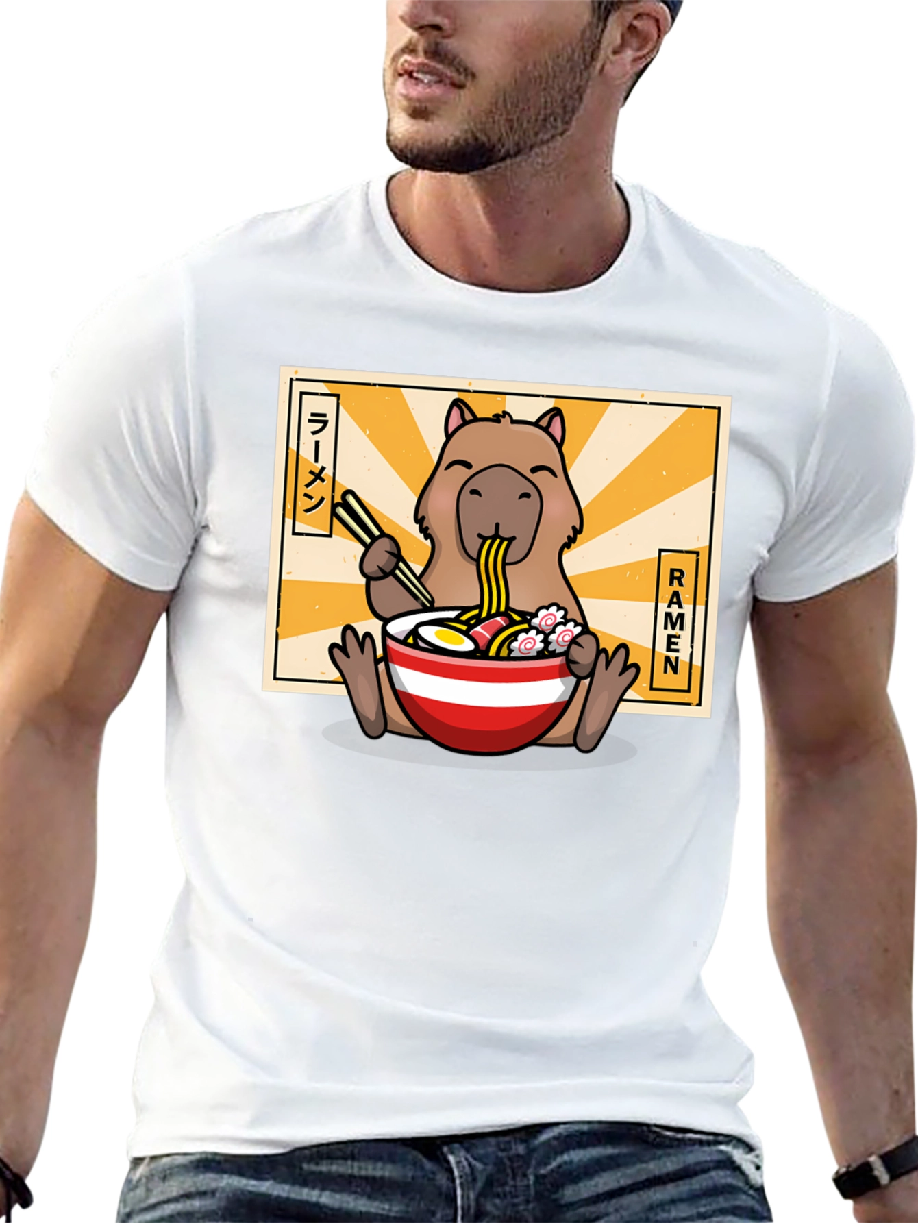 Capybara Ramen T-Shirt - Cute Anime Graphic Tee
