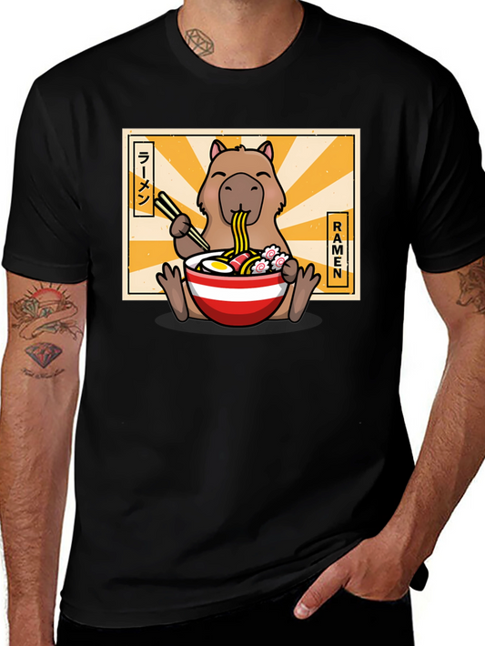 Capybara Ramen T-Shirt - Cute Anime Graphic Tee