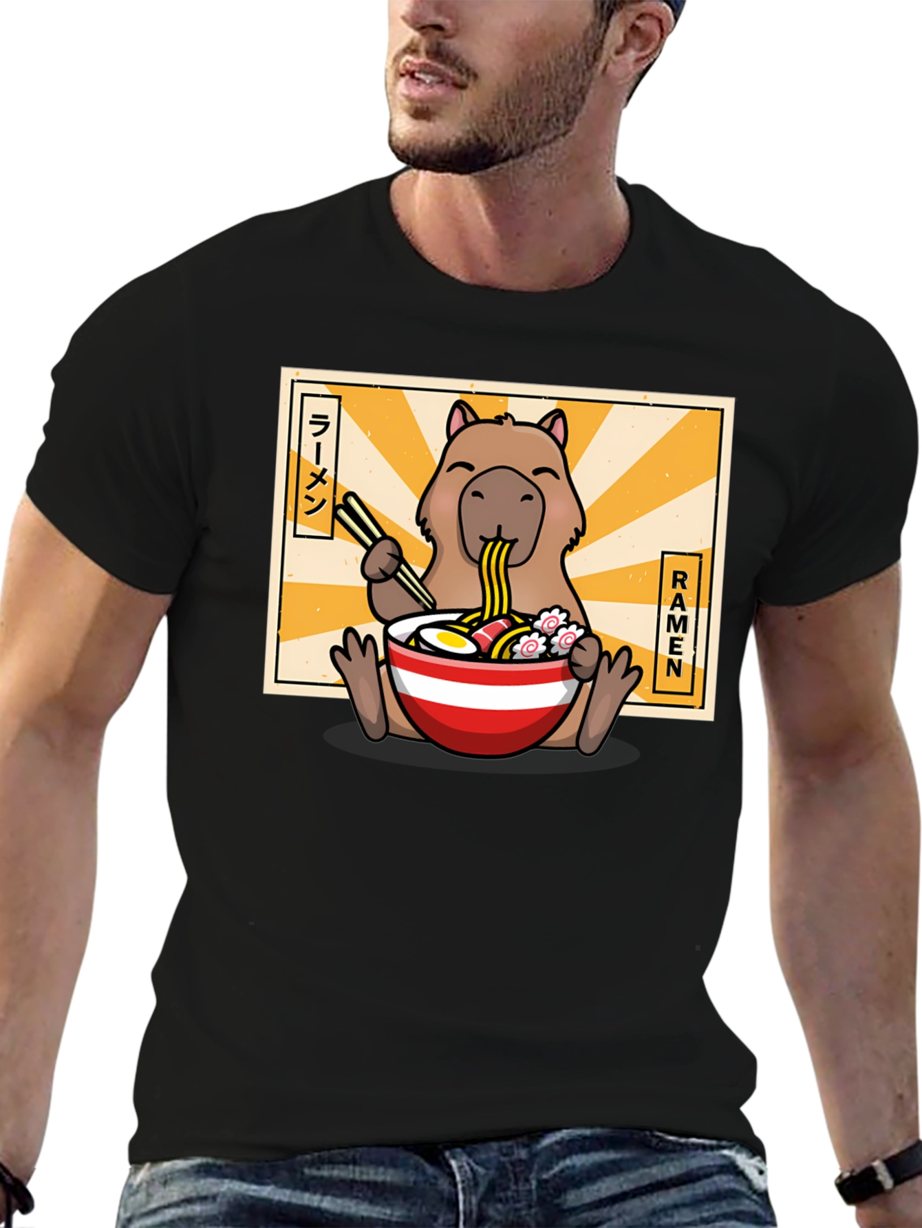 Capybara Ramen T-Shirt - Cute Anime Graphic Tee