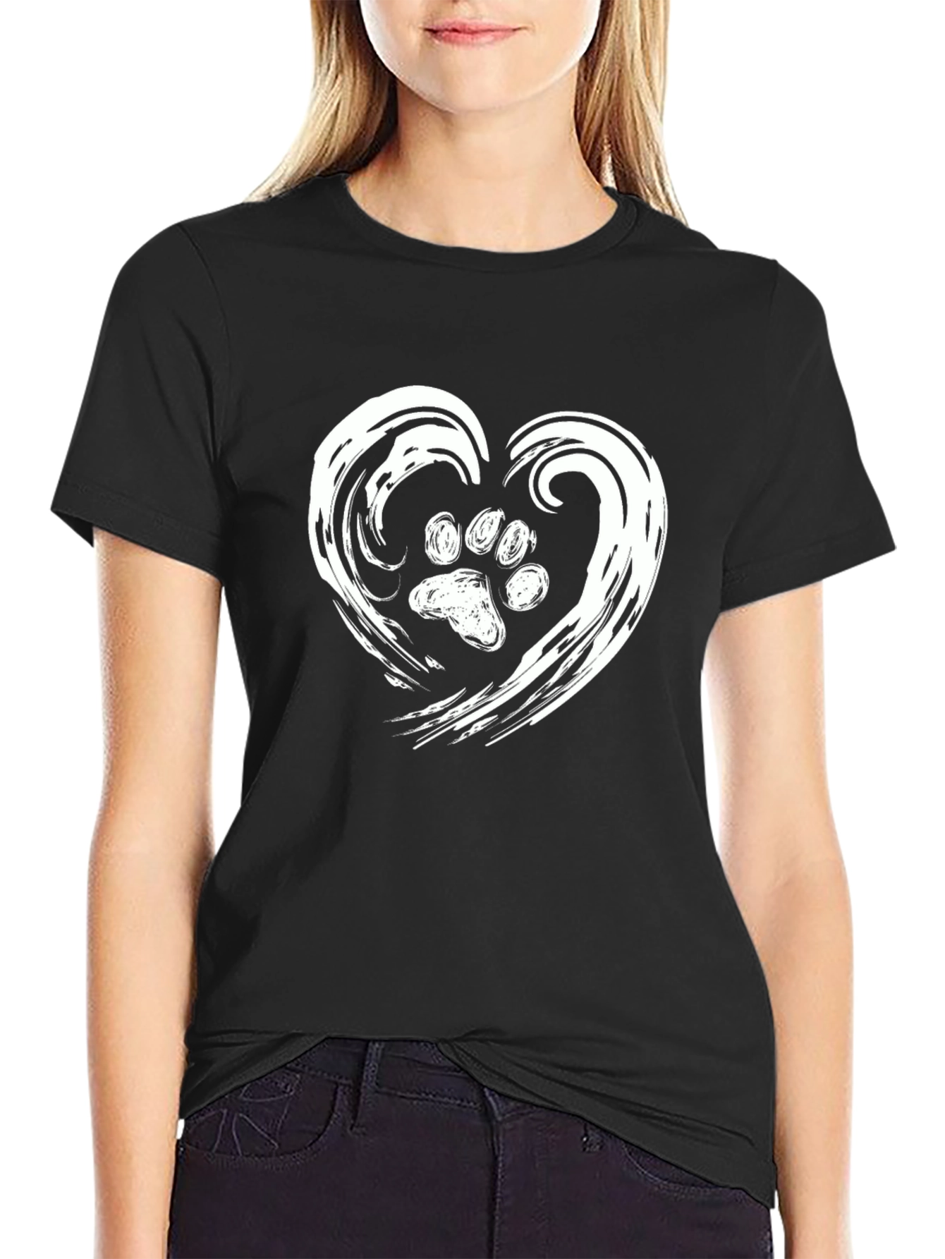 Paw Print Heart Graphic Tee