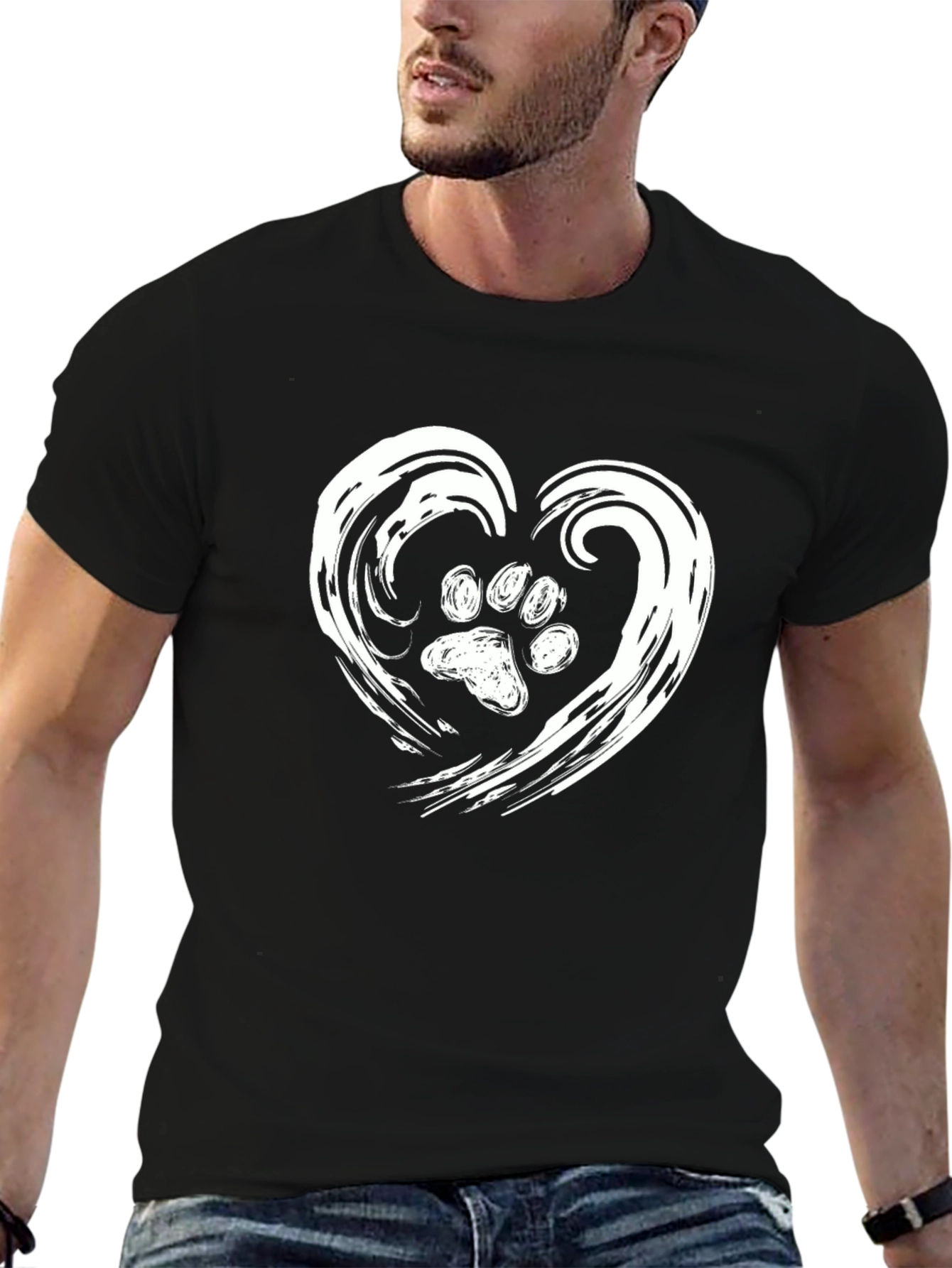Paw Print Heart Graphic Tee