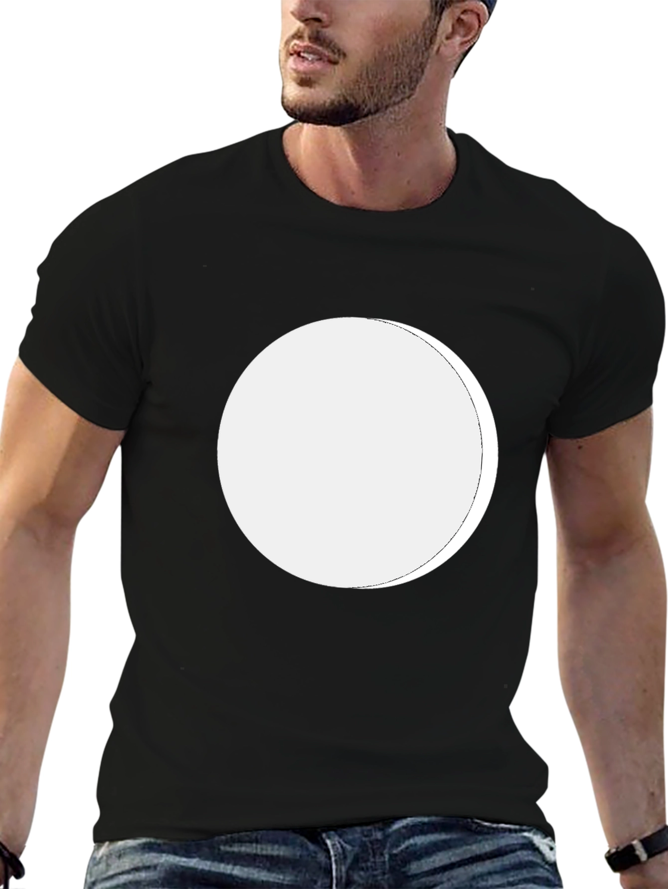 Mens Black T-Shirt with Blank White Circle Design