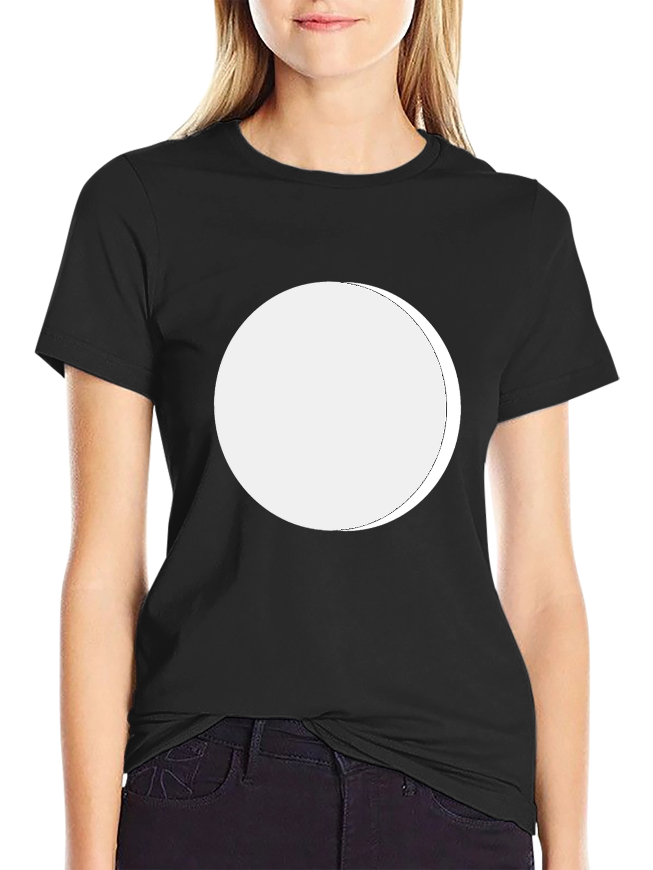 Mens Black T-Shirt with Blank White Circle Design
