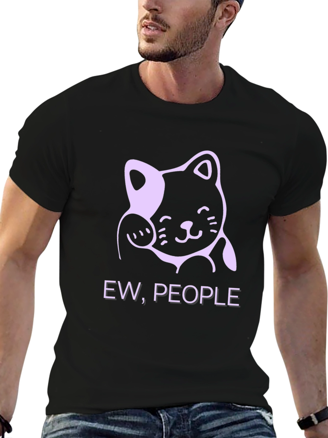 Ew People Funny Cat Graphic T-Shirt