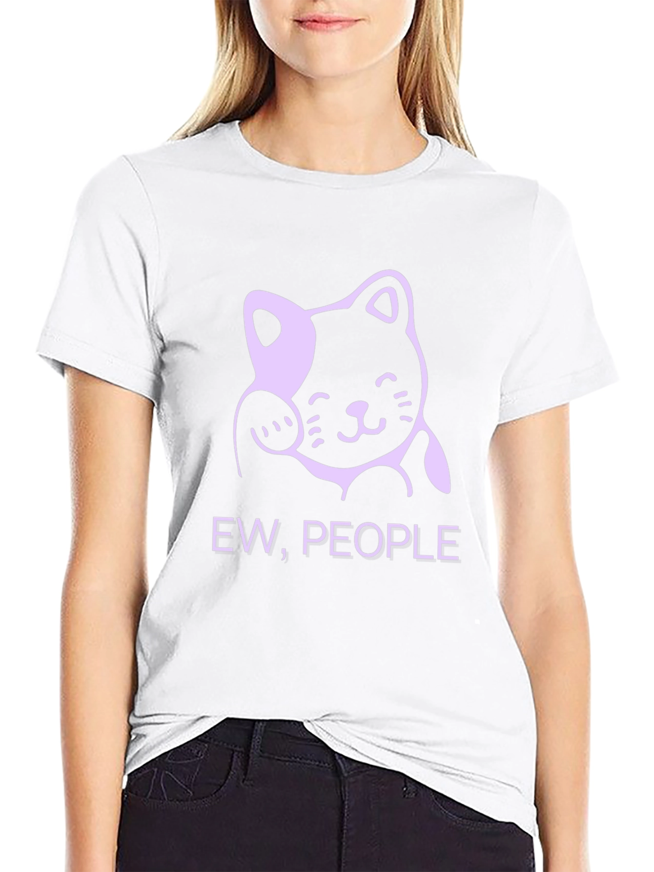 Ew People Funny Cat Graphic T-Shirt