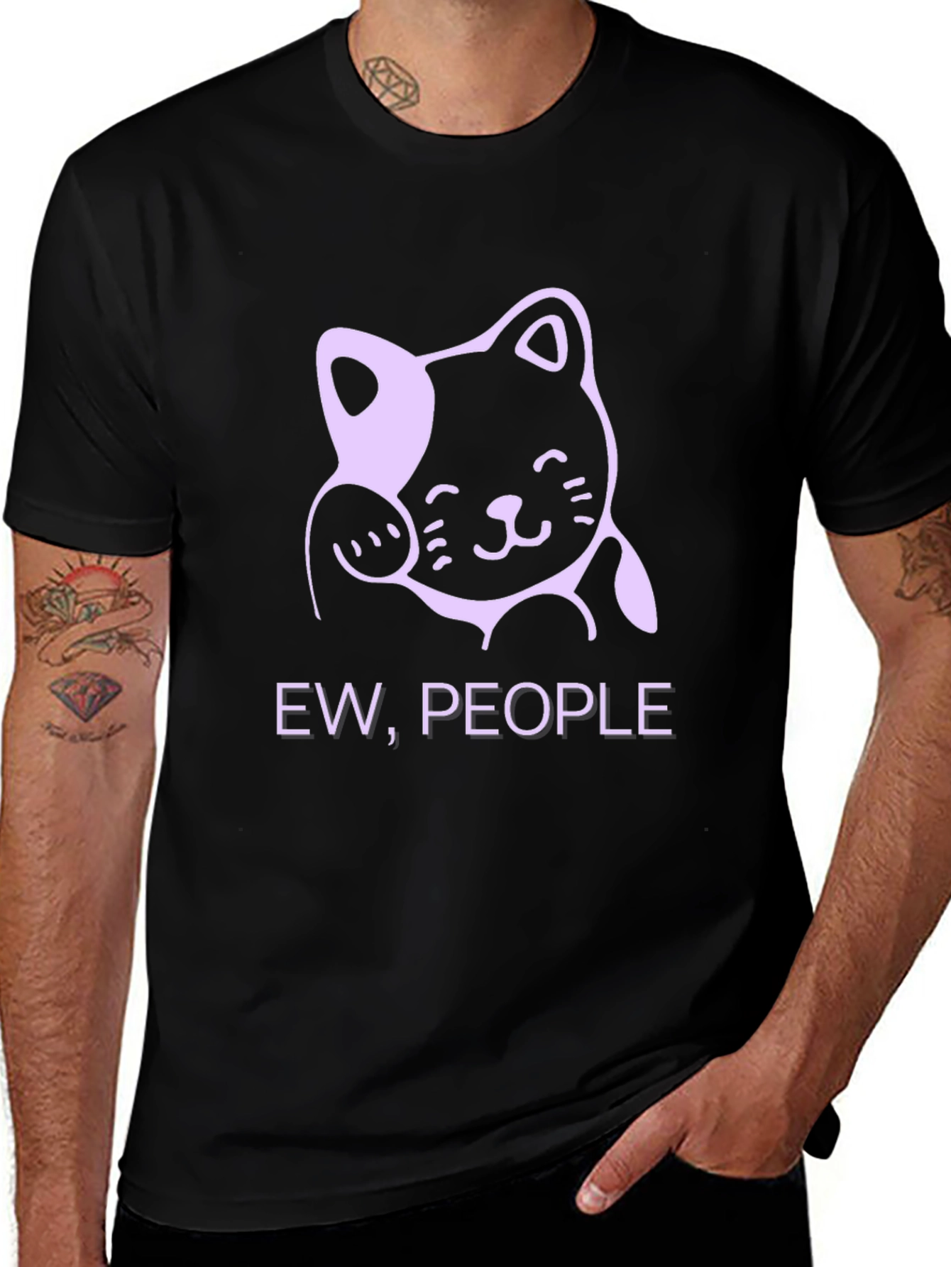 Ew People Funny Cat Graphic T-Shirt