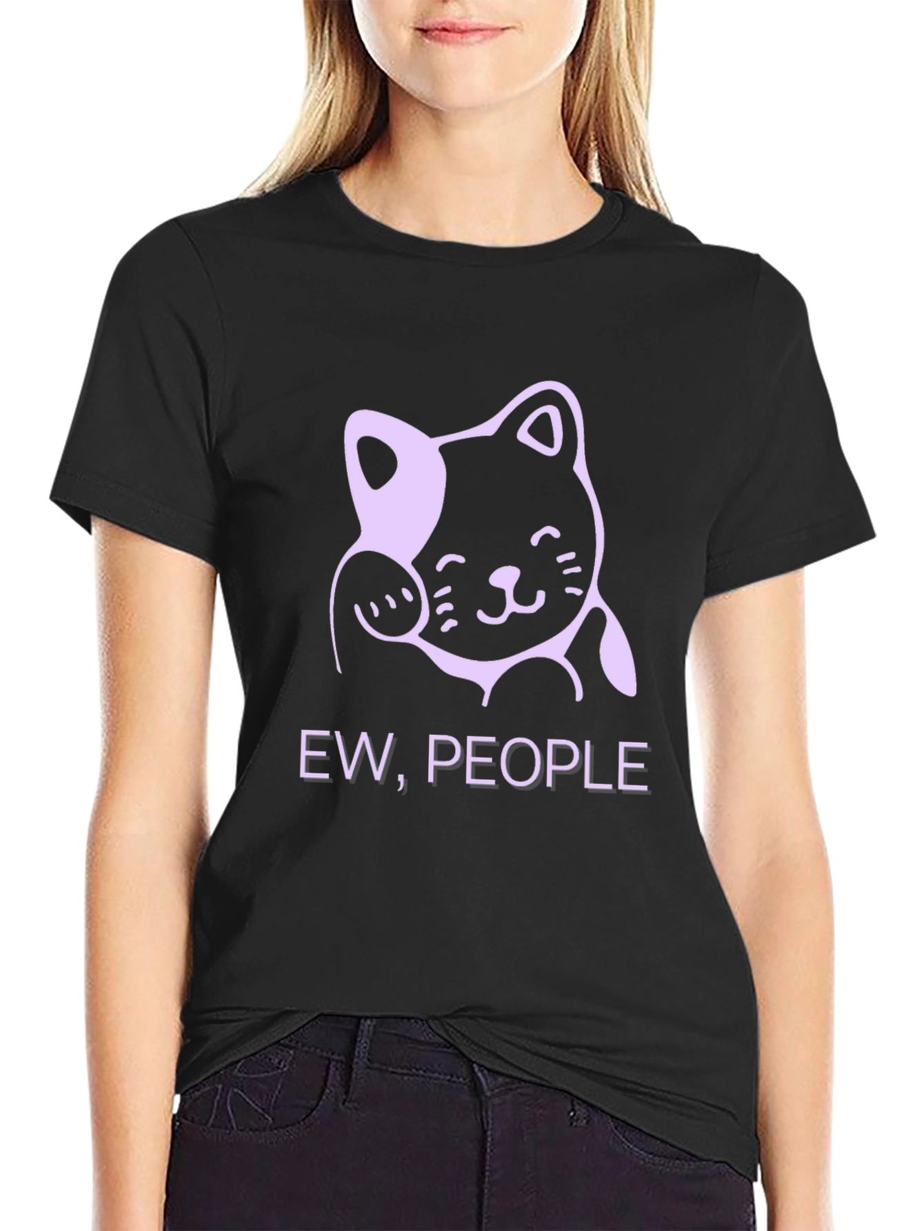 Ew People Funny Cat Graphic T-Shirt