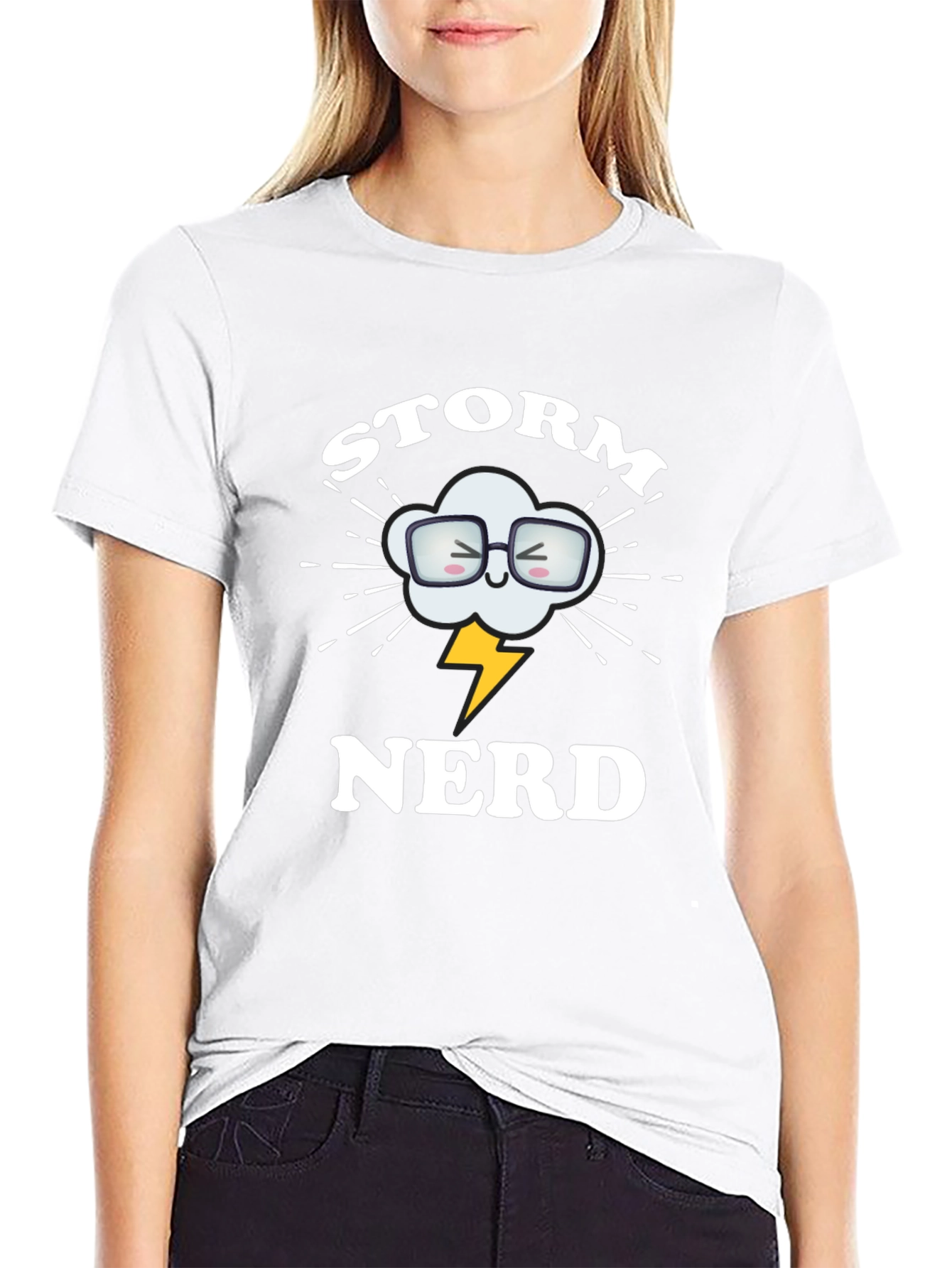 Storm Nerd Graphic Tee - Black Cotton T-Shirt