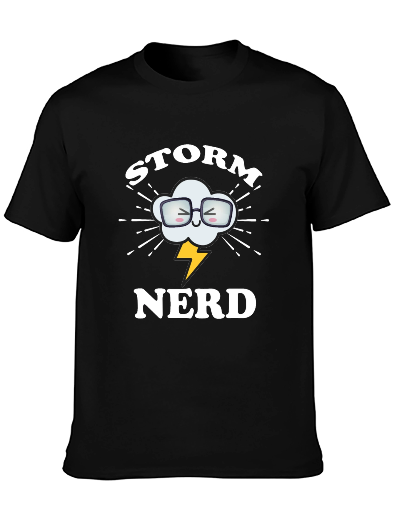 Storm Nerd Graphic Tee - Black Cotton T-Shirt