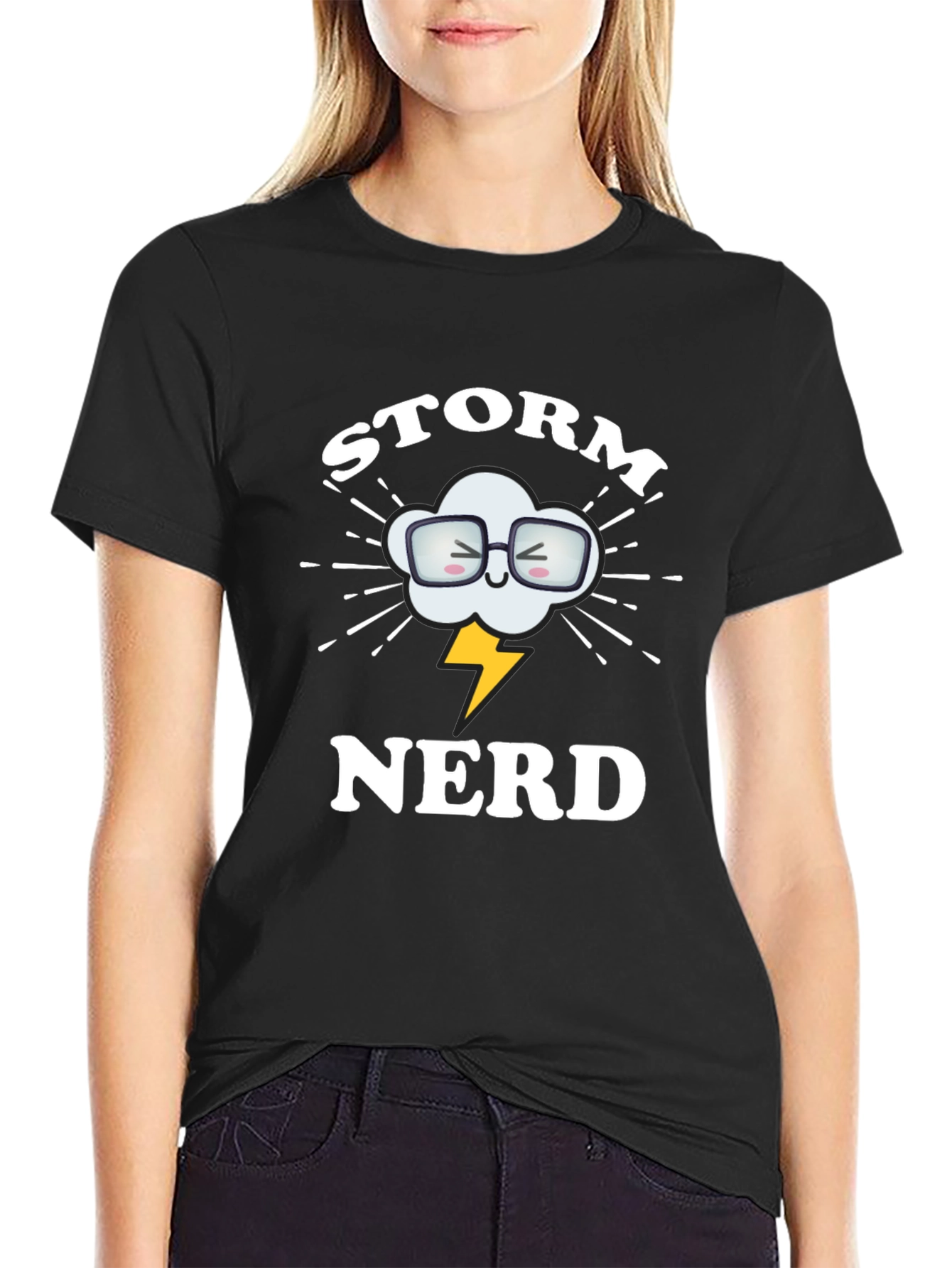 Storm Nerd Graphic Tee - Black Cotton T-Shirt