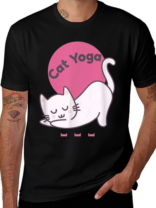 Cat Yoga Graphic Tee - Relaxed Fit