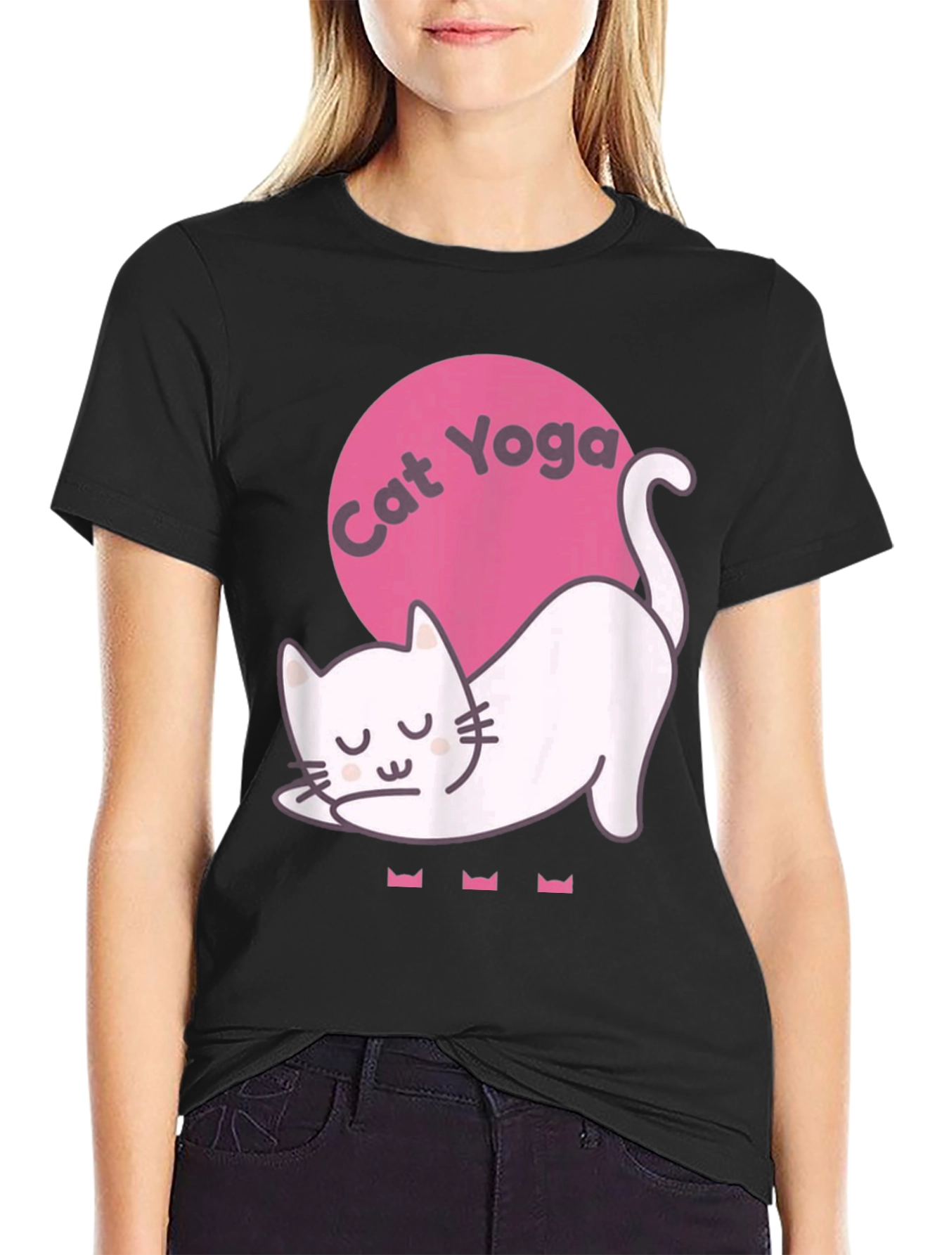 Cat Yoga Graphic Tee - Relaxed Fit