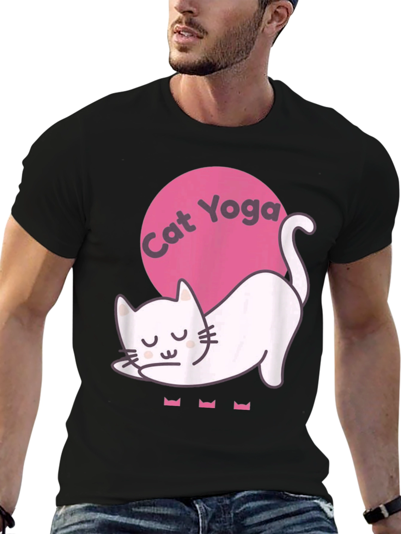 Cat Yoga Graphic Tee - Relaxed Fit