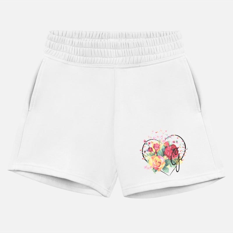 Letter G Monogram Floral Roses Heart