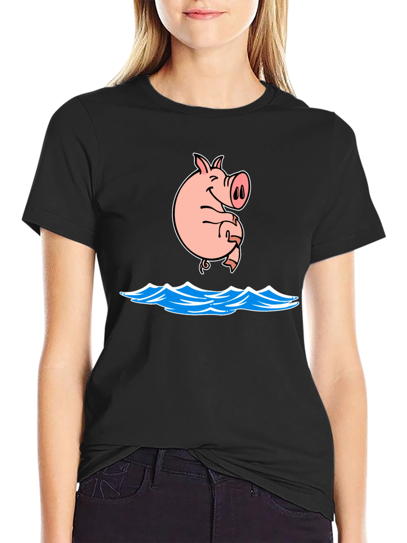 Pig Swimming T-Shirt Funny Graphic Tee