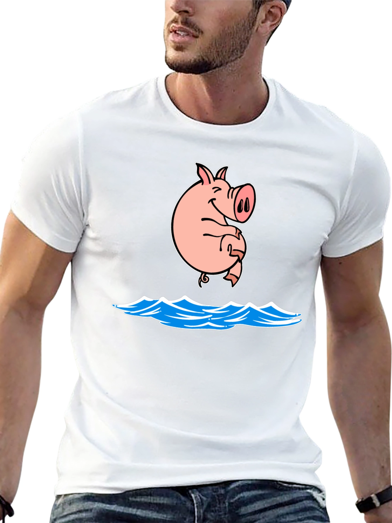 Pig Swimming T-Shirt Funny Graphic Tee