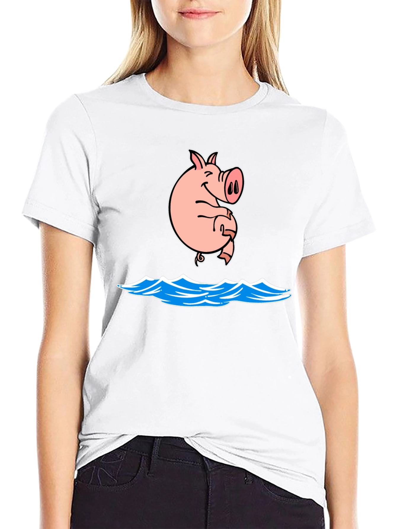 Pig Swimming T-Shirt Funny Graphic Tee