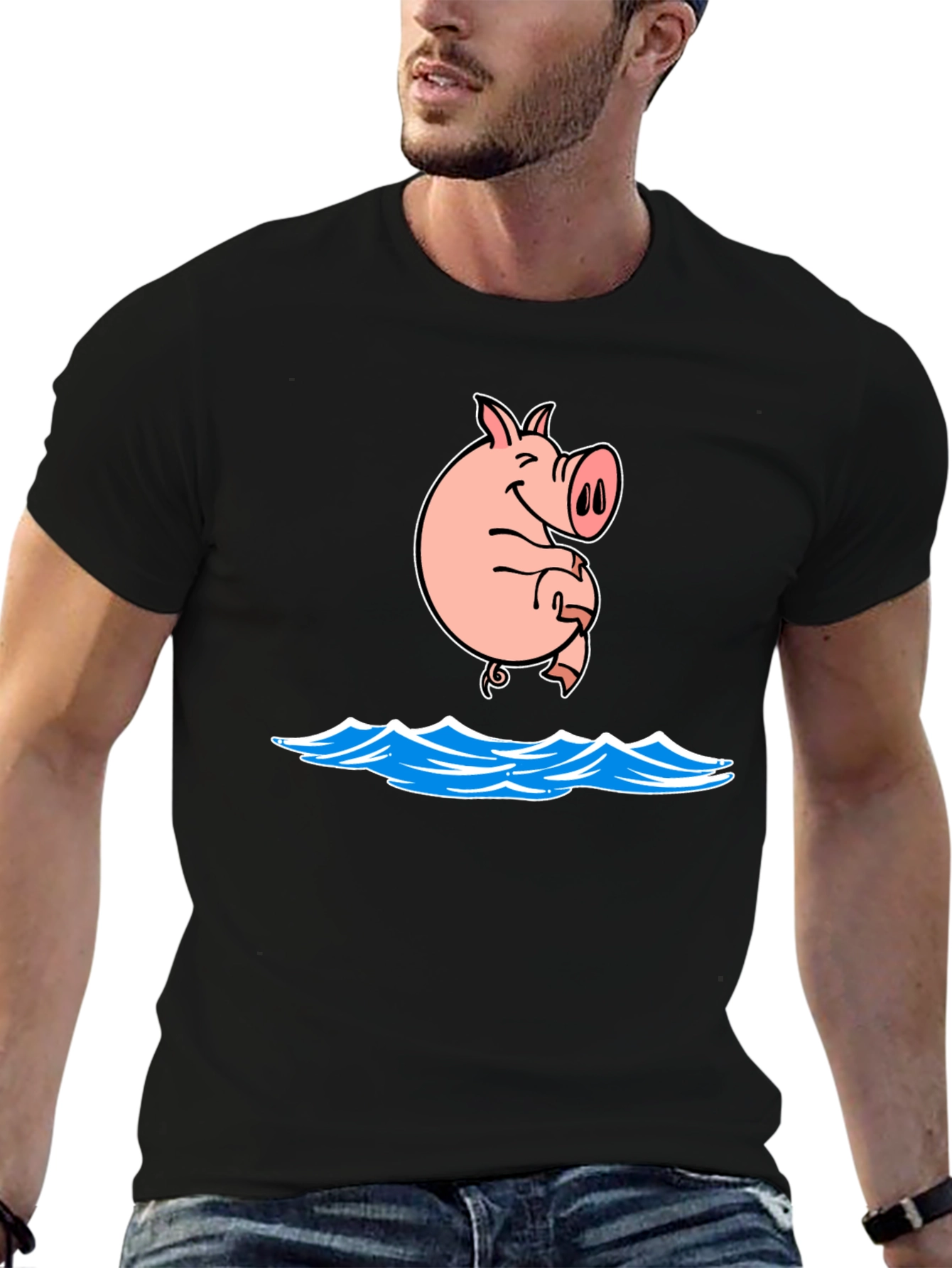 Pig Swimming T-Shirt Funny Graphic Tee