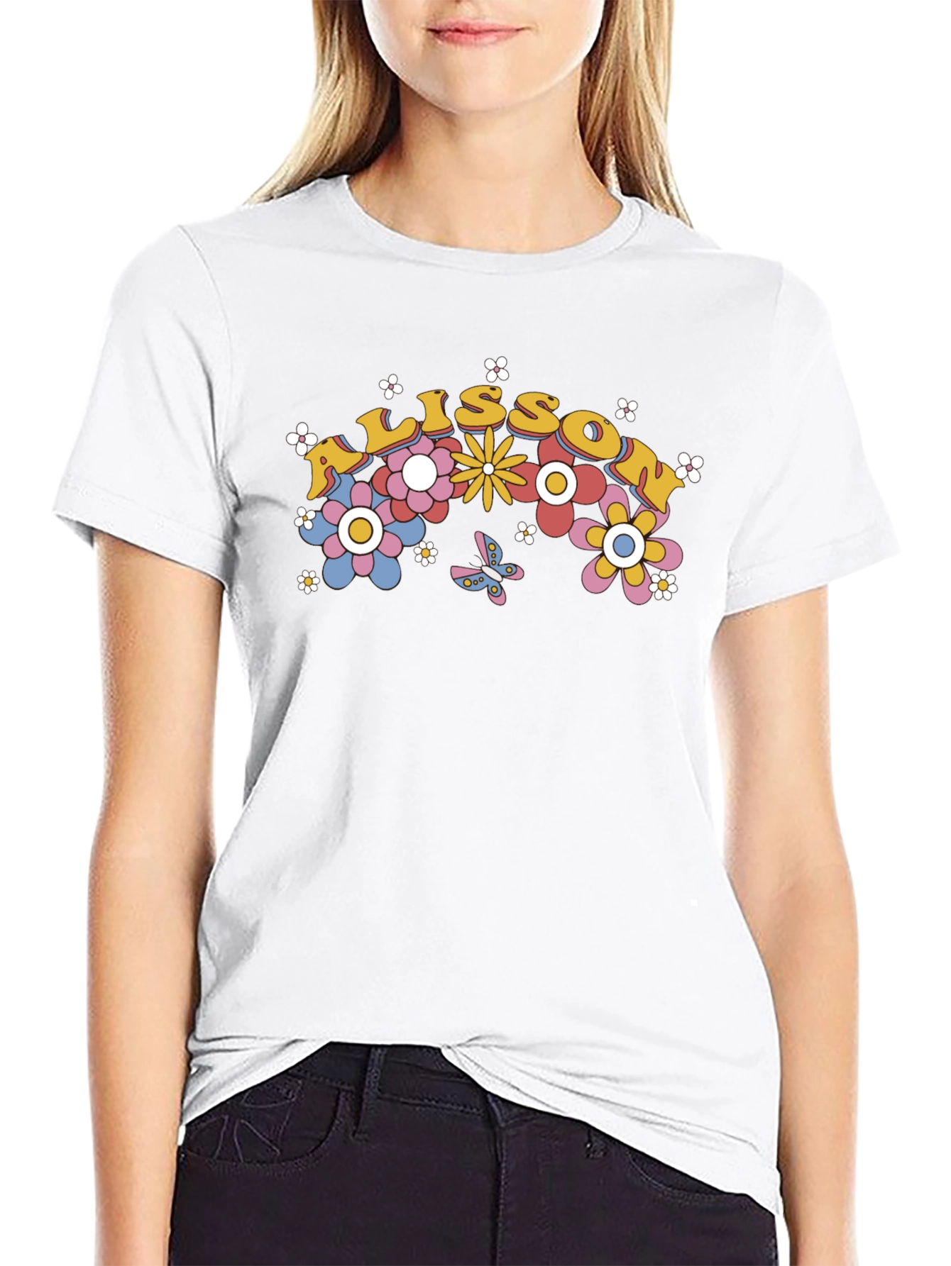 Floral Personalized Name T-Shirt