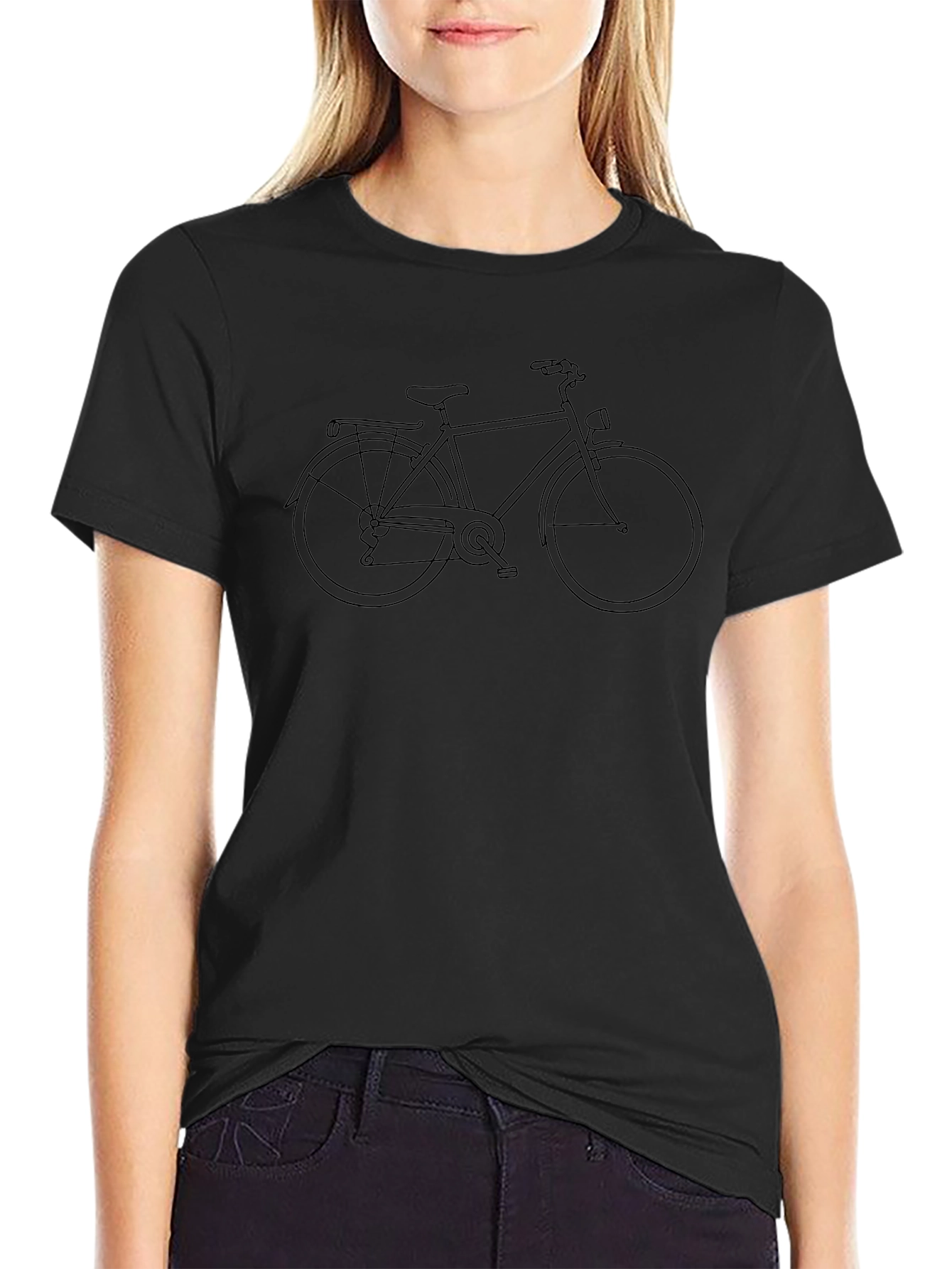 Classic Bicycle Graphic Tee - Black Cotton Casual Shirt