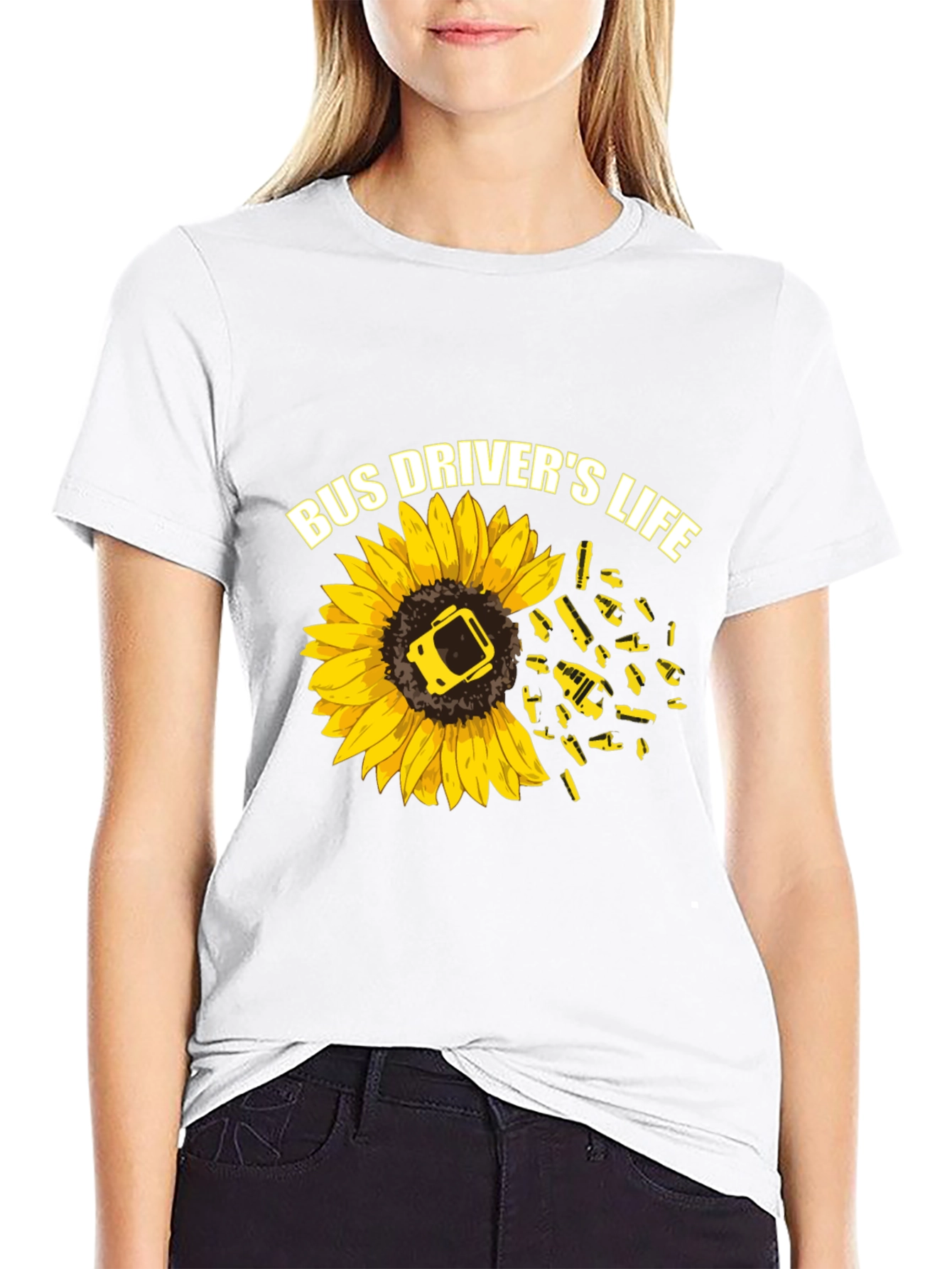 Bus Drivers Life Sunflower Graphic T-Shirt