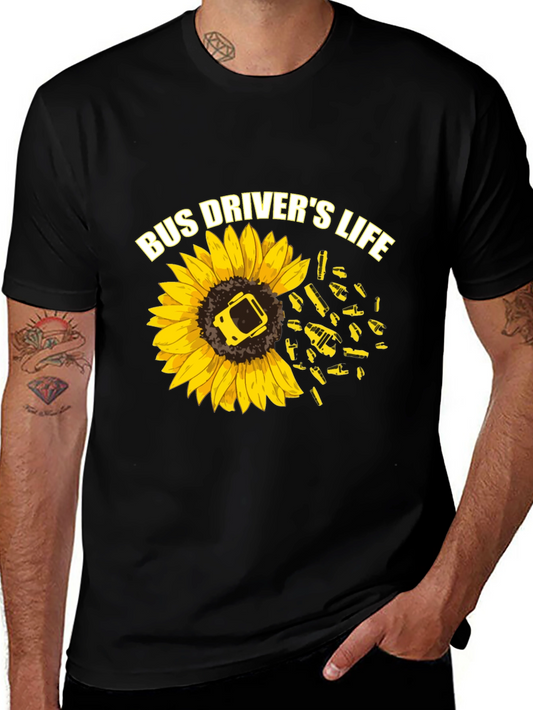 Bus Drivers Life Sunflower Graphic T-Shirt