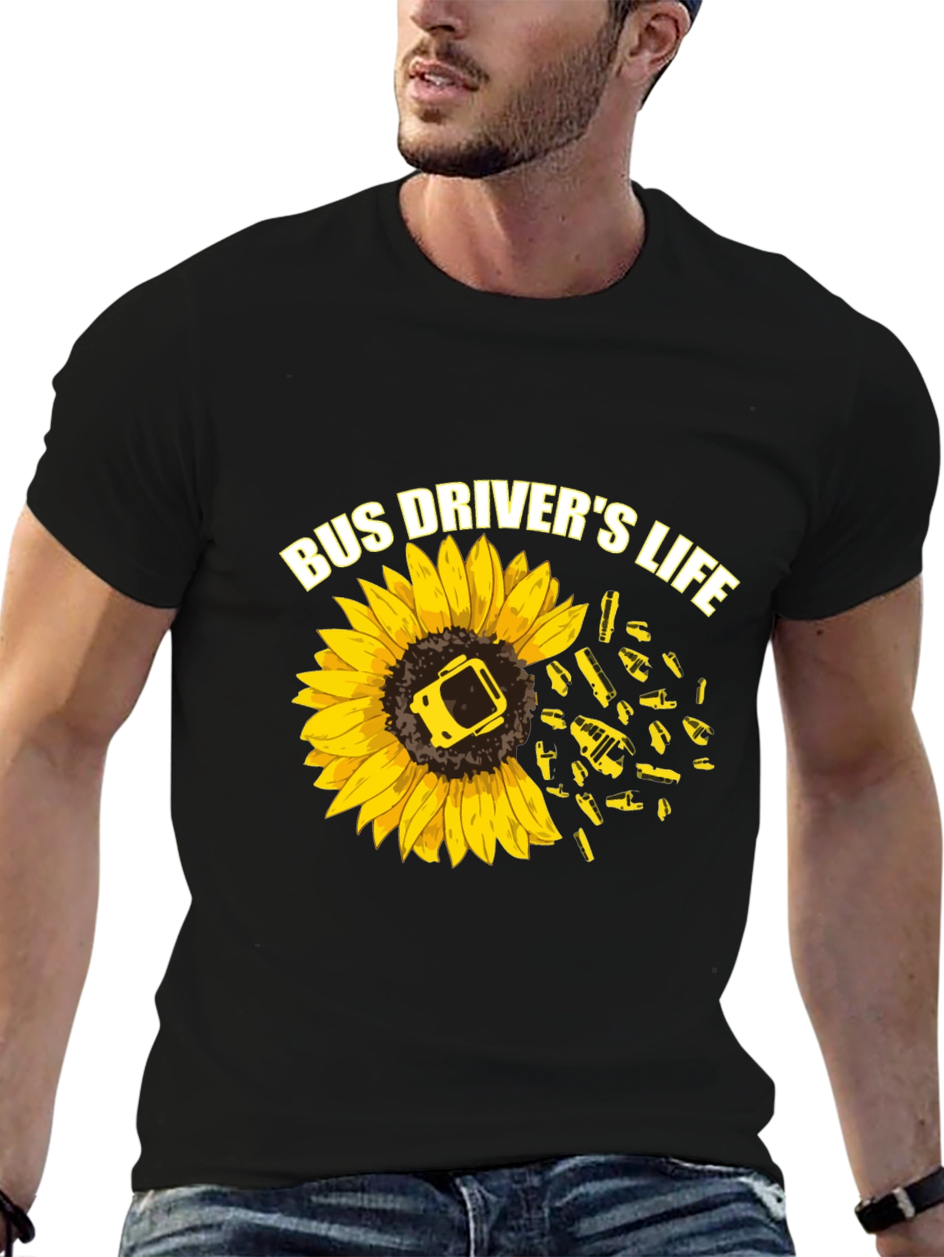Bus Drivers Life Sunflower Graphic T-Shirt