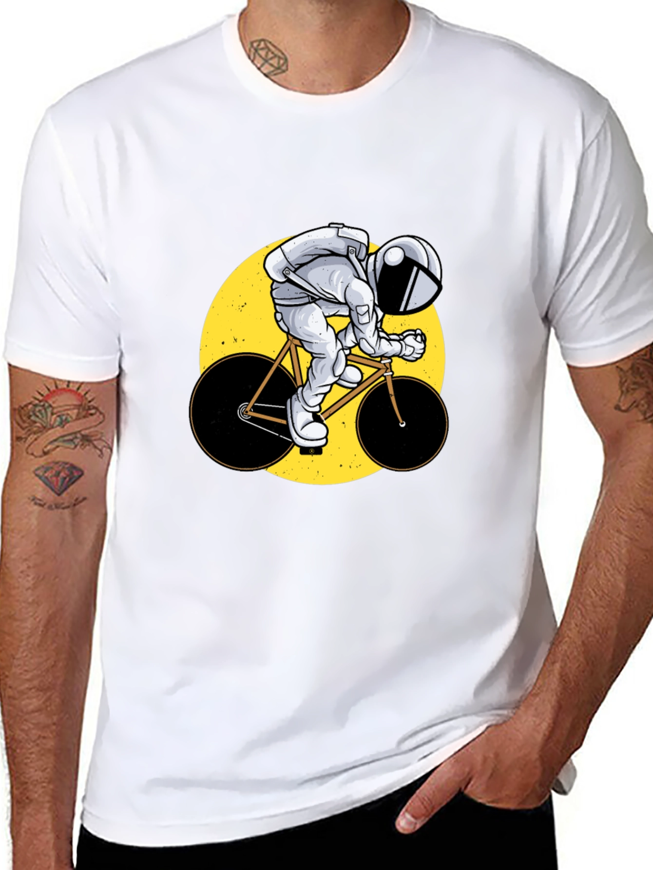 Astronaut Cyclist Graphic T-Shirt