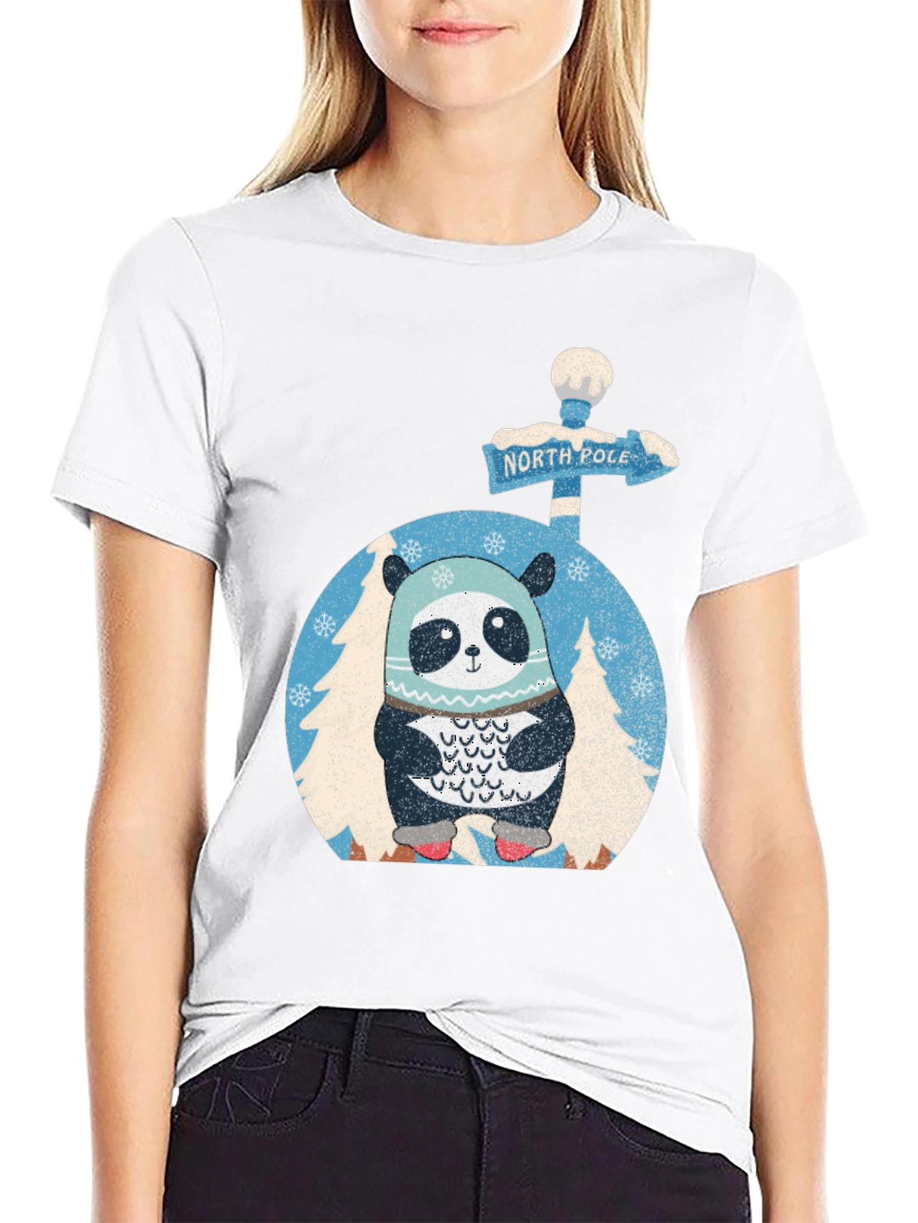 North Pole Panda T-Shirt: Winter Holiday Style