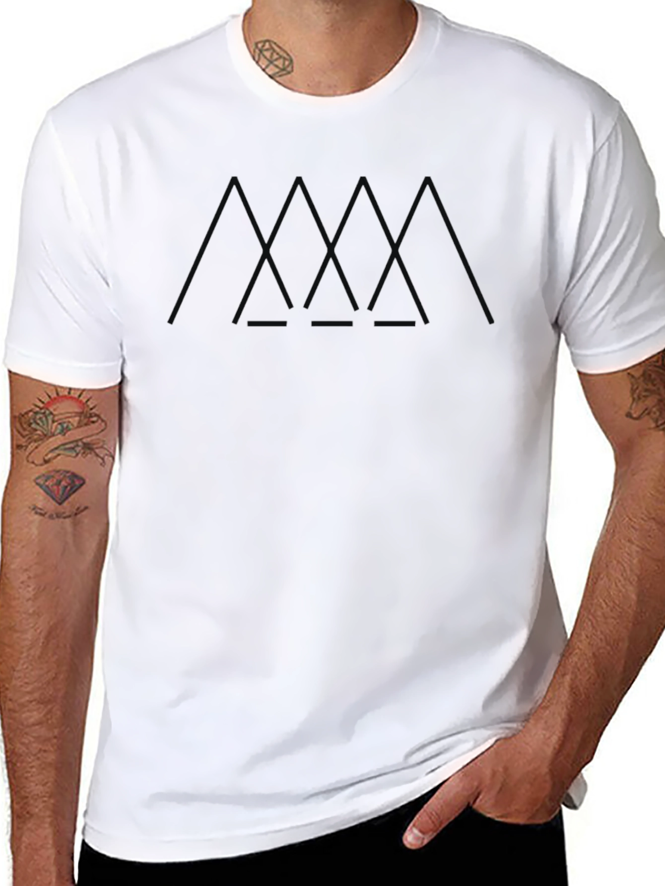 Modern Geometric Print Black T-Shirt