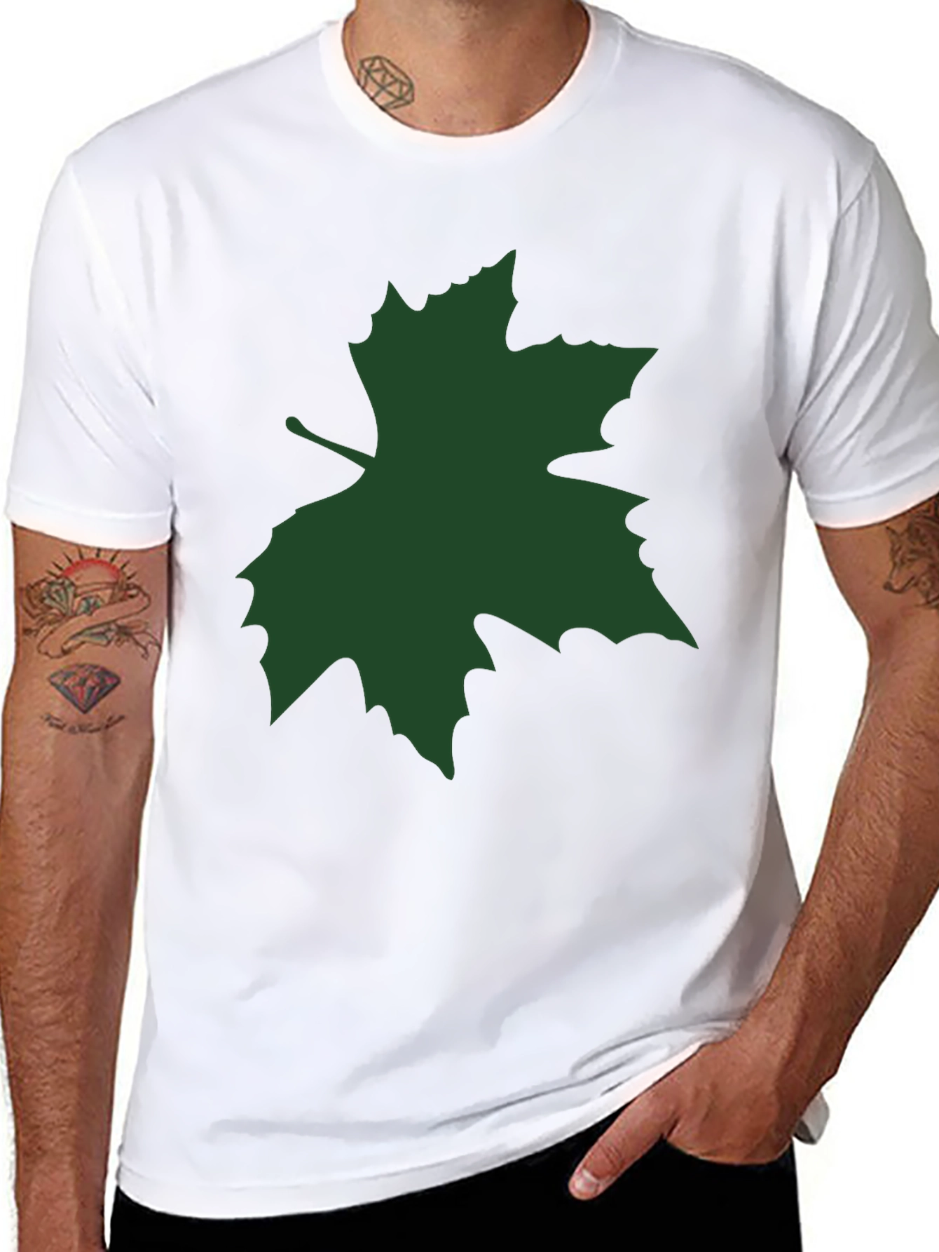 Green Leaf Graphic Black Tee