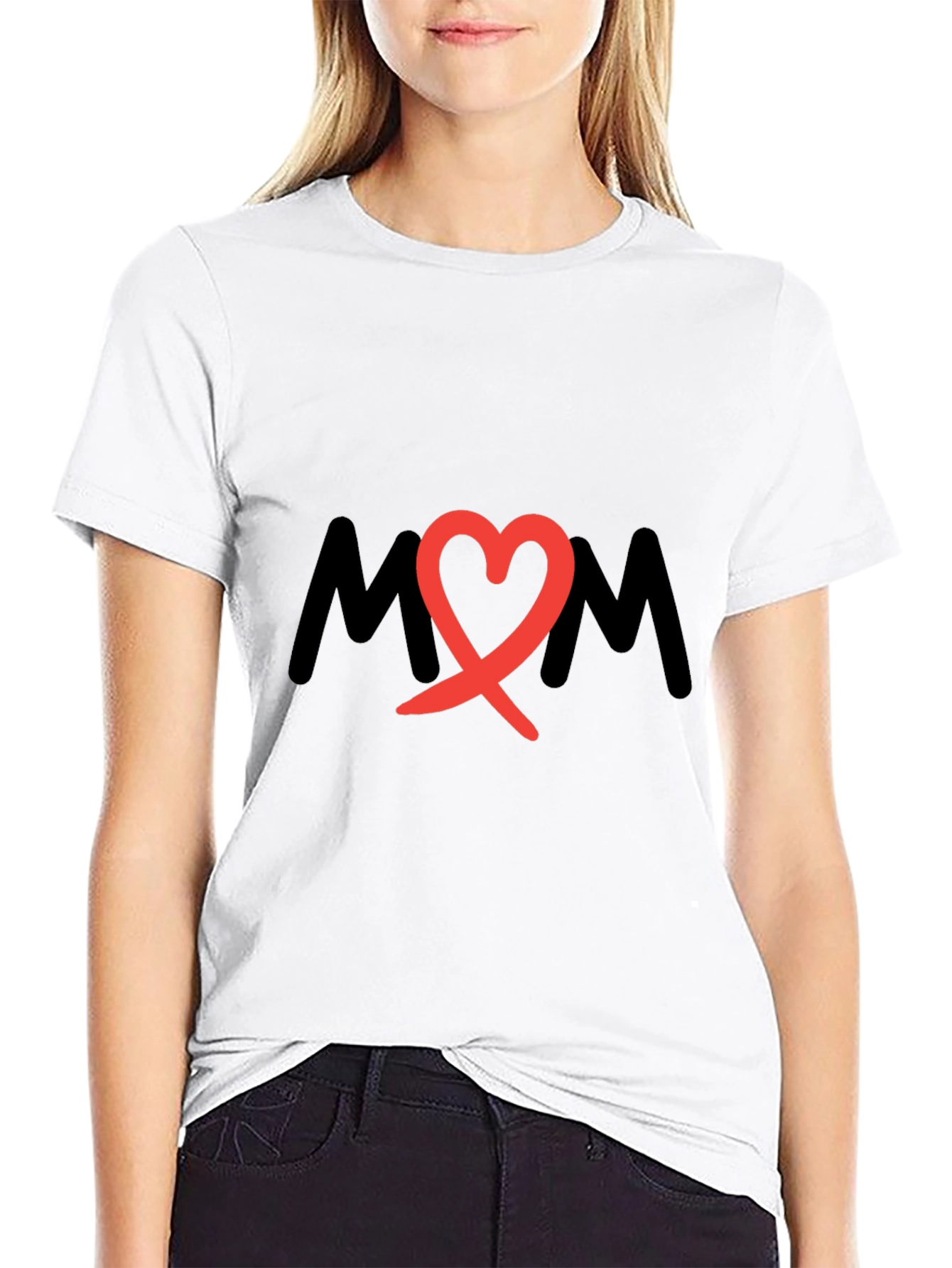 Mom Heart Graphic Black T-Shirt
