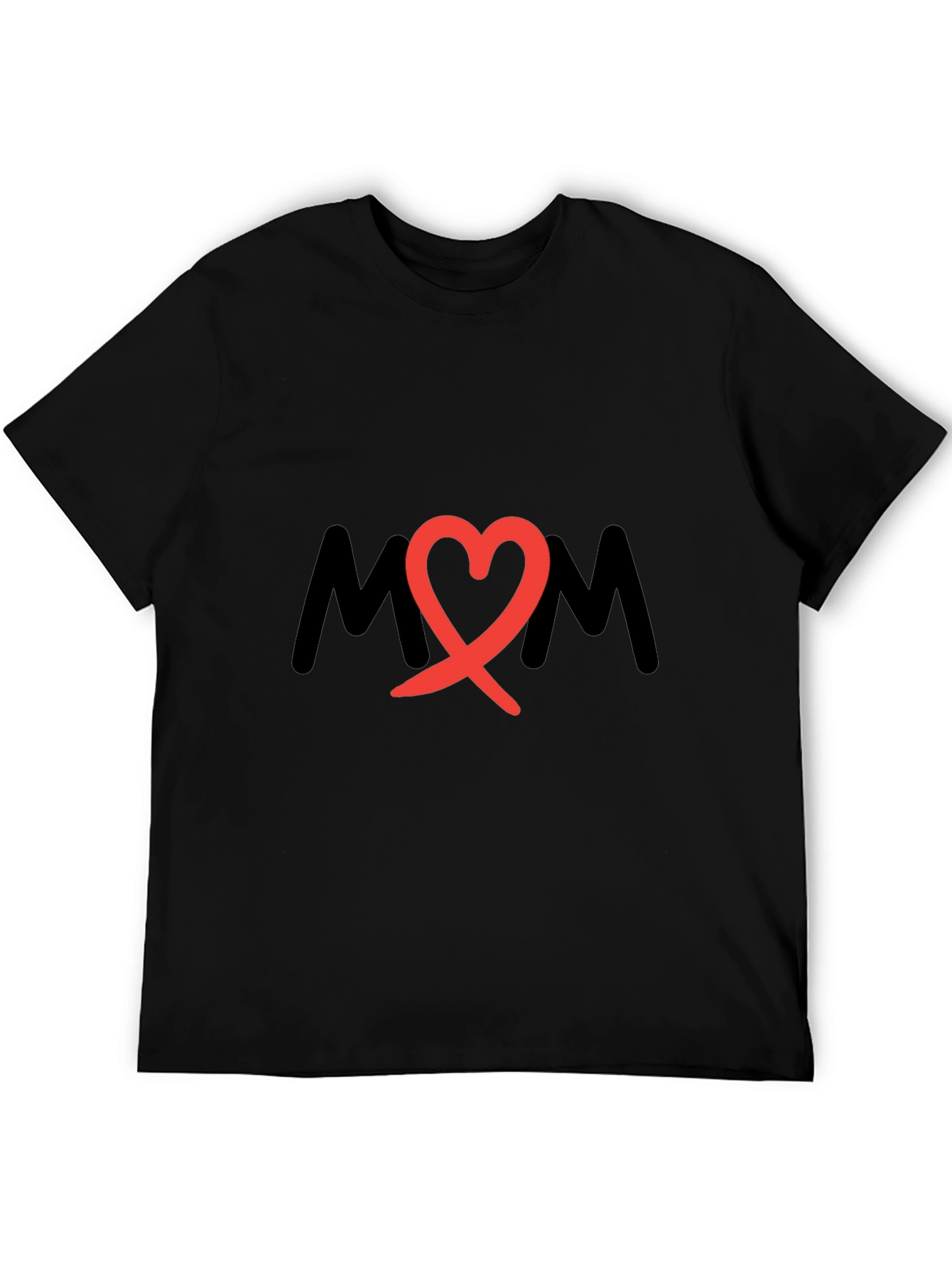 Mom Heart Graphic Black T-Shirt