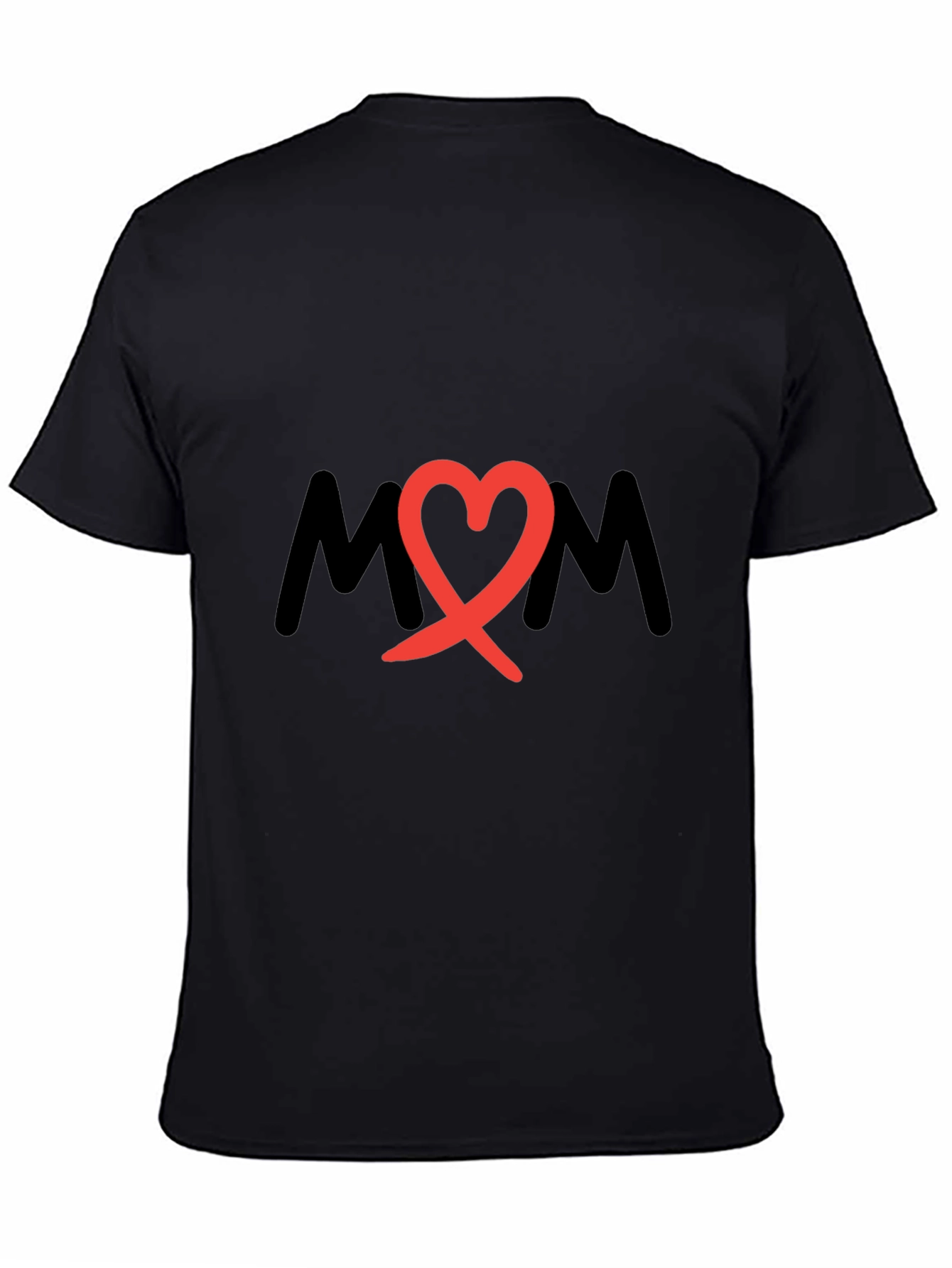 Mom Heart Graphic Black T-Shirt