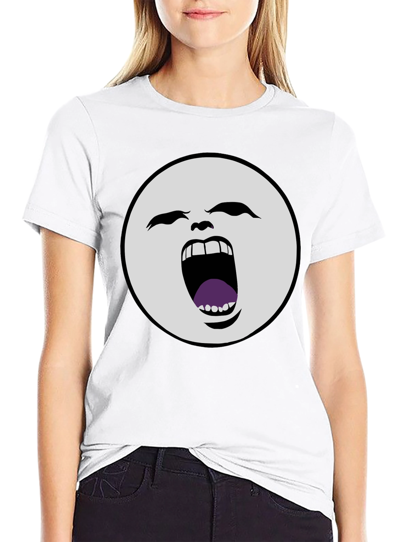 Screaming Moon Face Graphic Tee