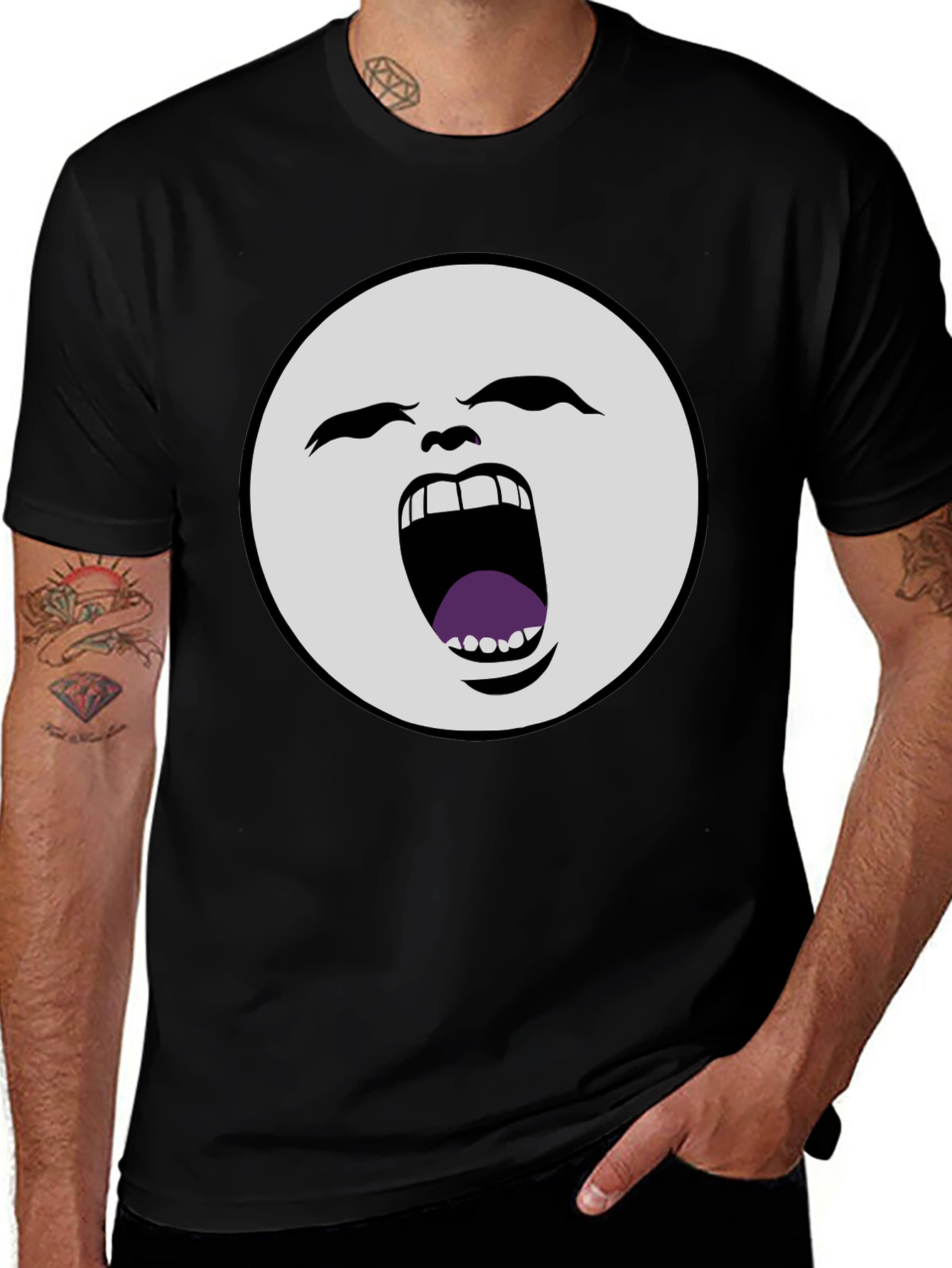 Screaming Moon Face Graphic Tee